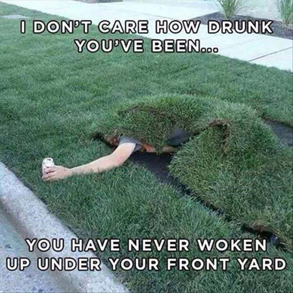 Funny Drunk Covered In Grass Pictures