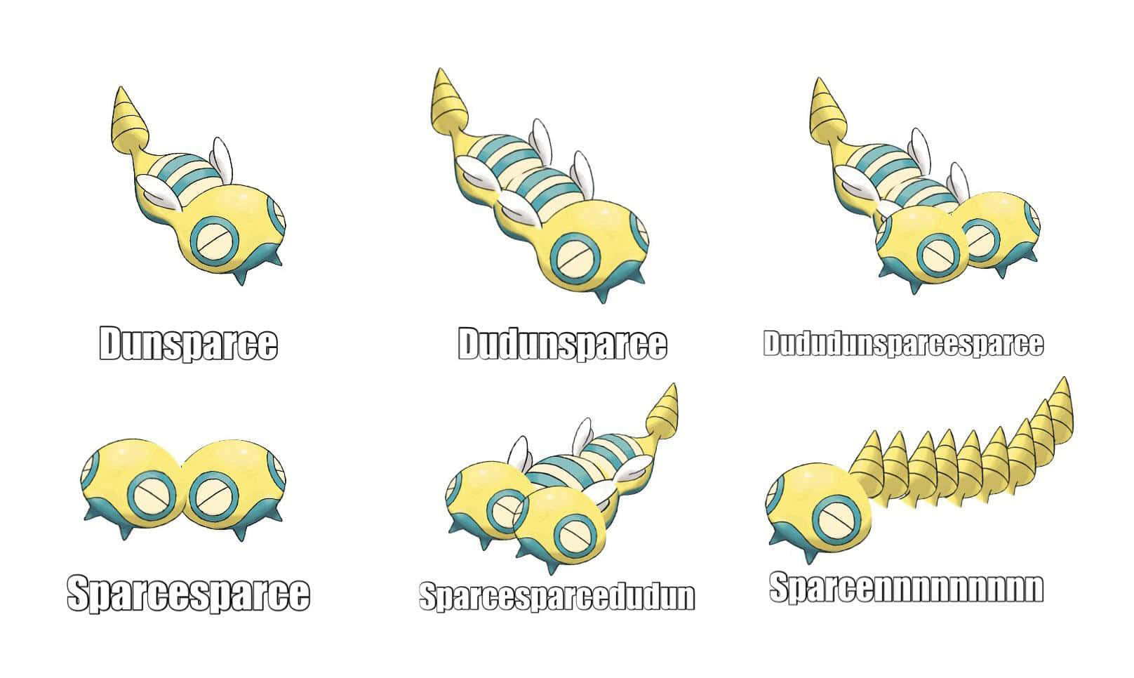 Divertentivariazioni Di Dunsparce In Illustrazioni Di Pokemon. Sfondo