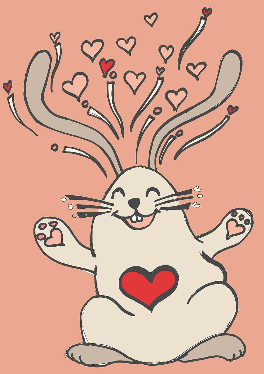 Funny Easter Bunny With Hearts Picture