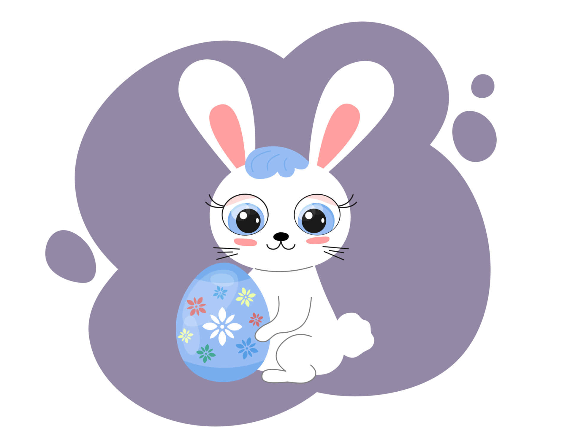 Immaginedivertente Di Un Coniglietto Pasquale Con Un Uovo Blu