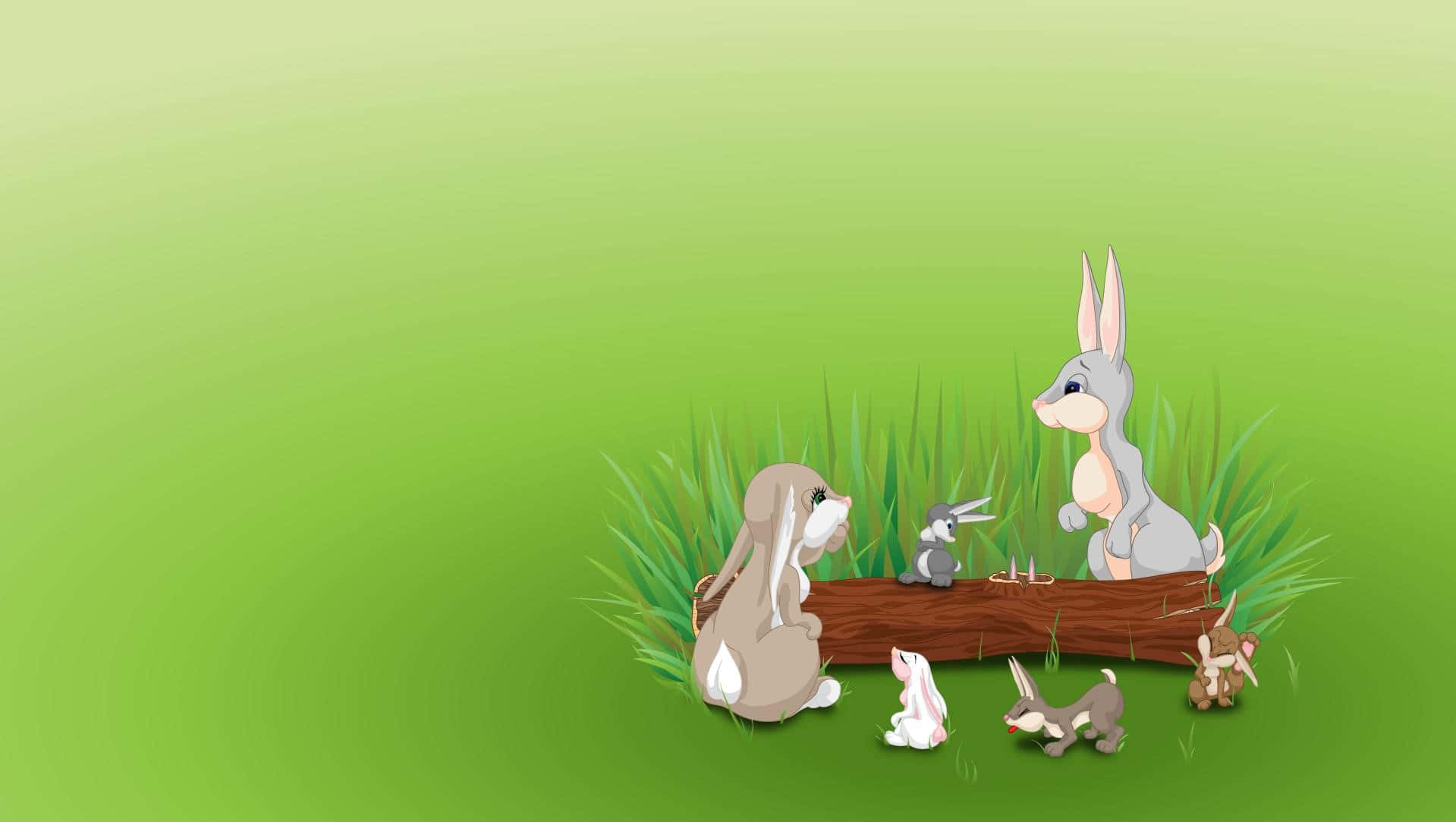 Fotodivertente Di Un Coniglietto Di Pasqua Sull'erba