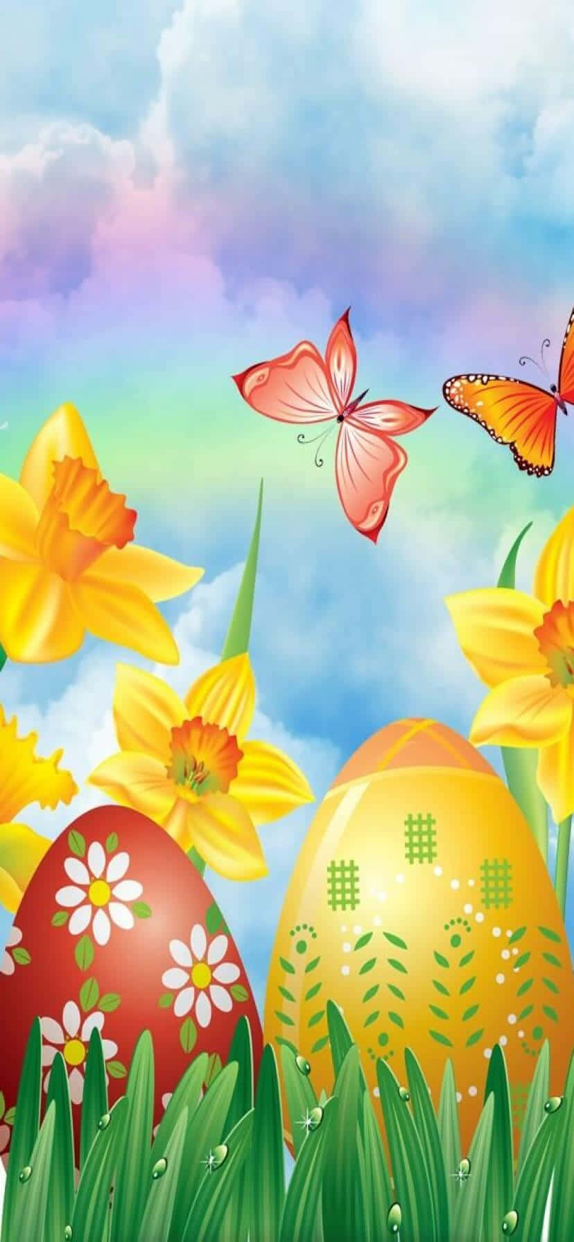 Funny Easter Eggs With Butterflies Picture