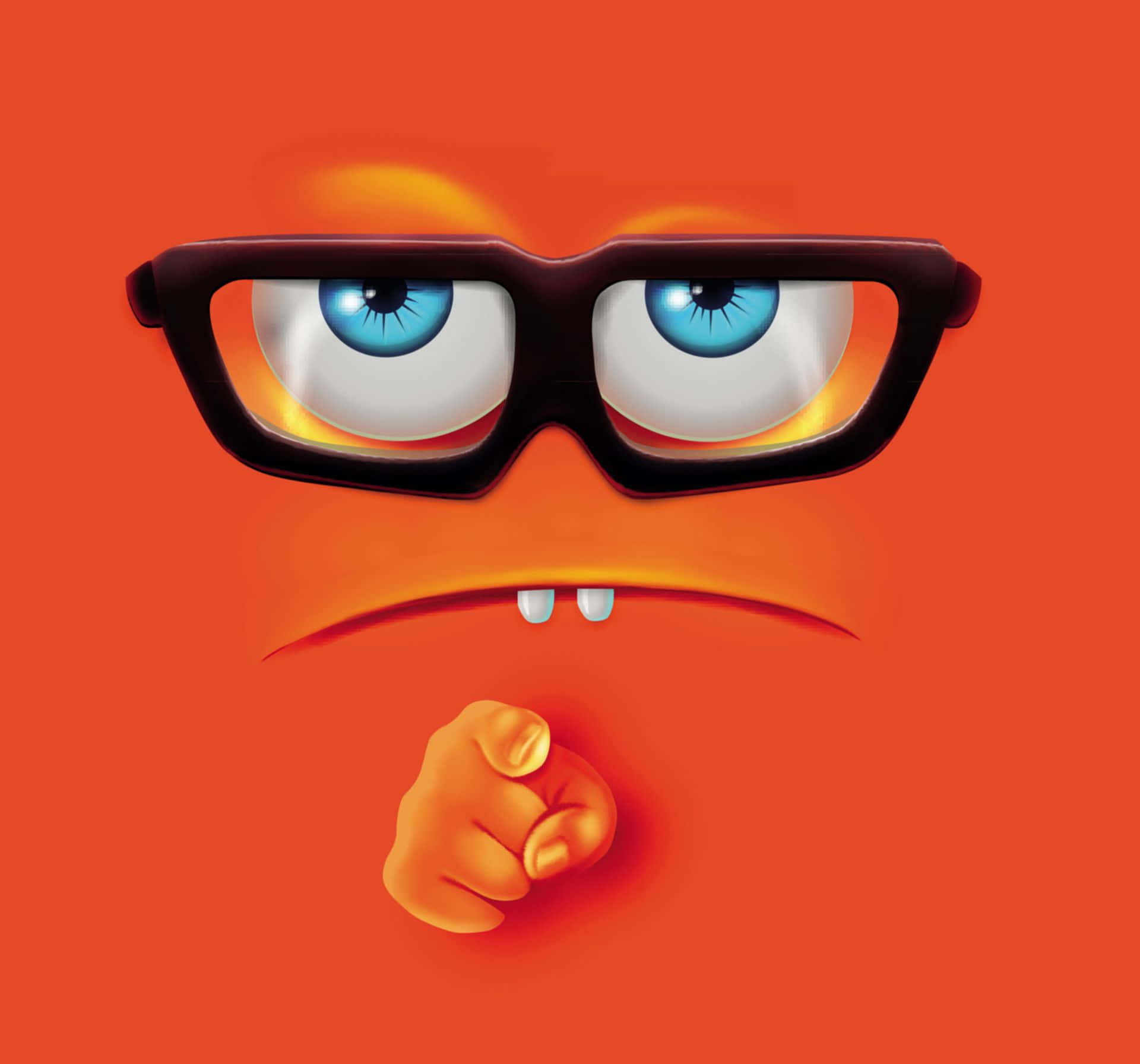 En orange monster med briller og en fingerskæg. Wallpaper