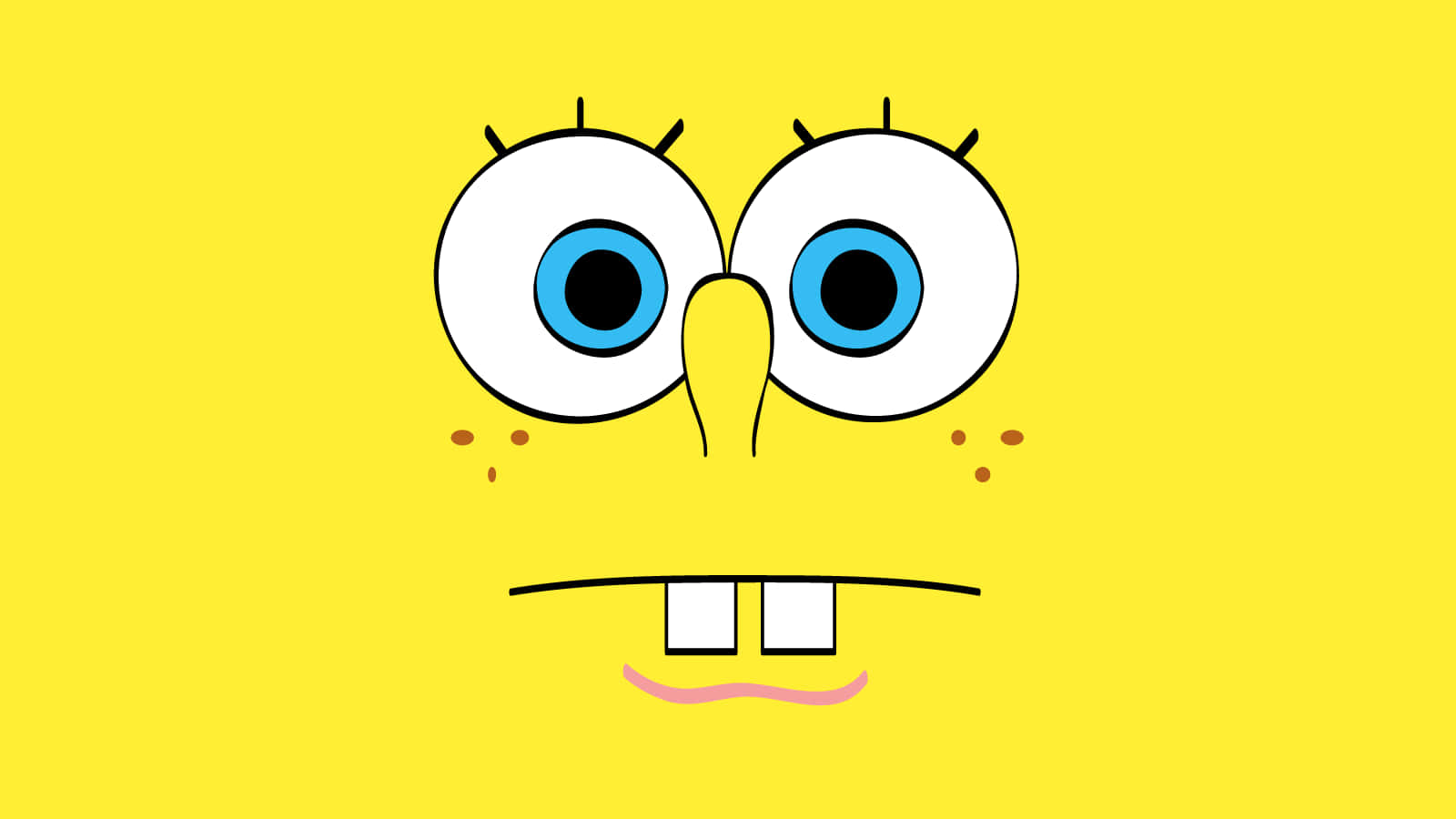 Spongebobschwammkopf Gesicht Mit Blauen Augen Auf Gelbem Hintergrund. Wallpaper
