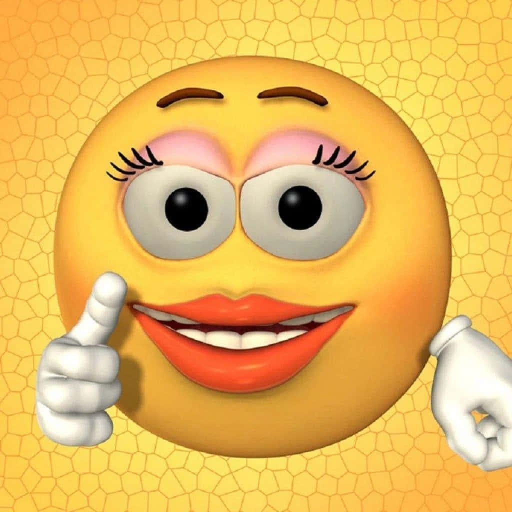 A Smiling Emoticion With A Finger Up