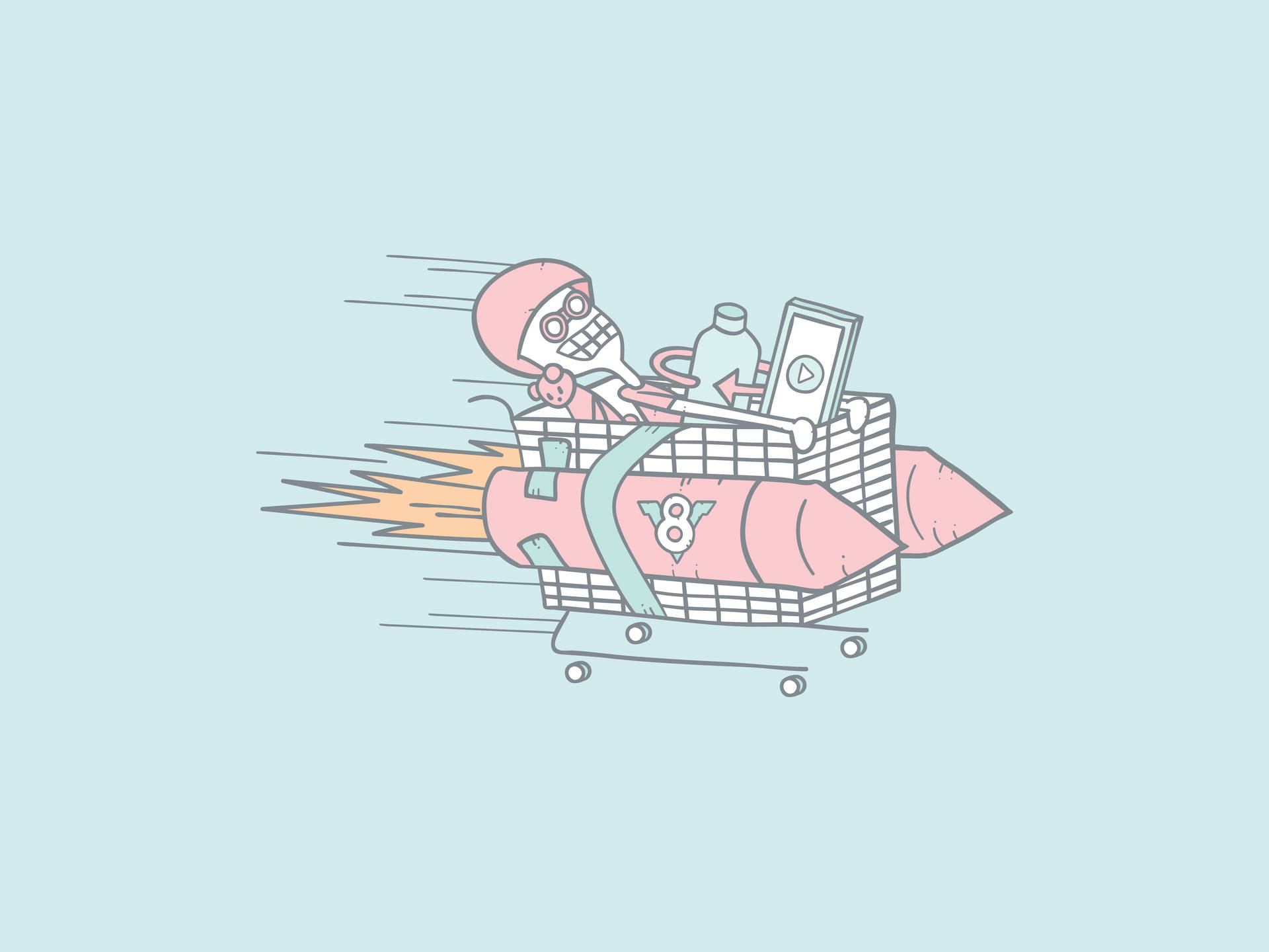 Funny Fast Grocery Cart Wallpaper