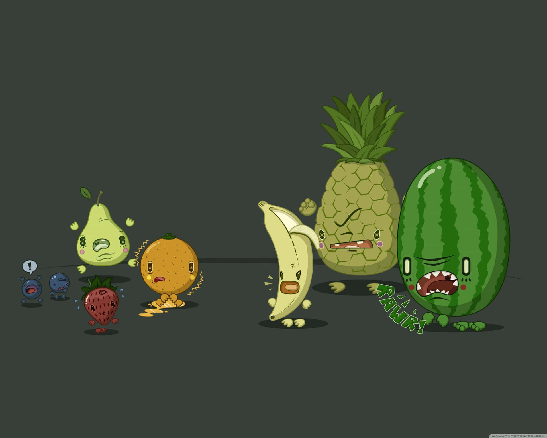 A Group Of Cartoon Fruit And Vegetables Wallpaper