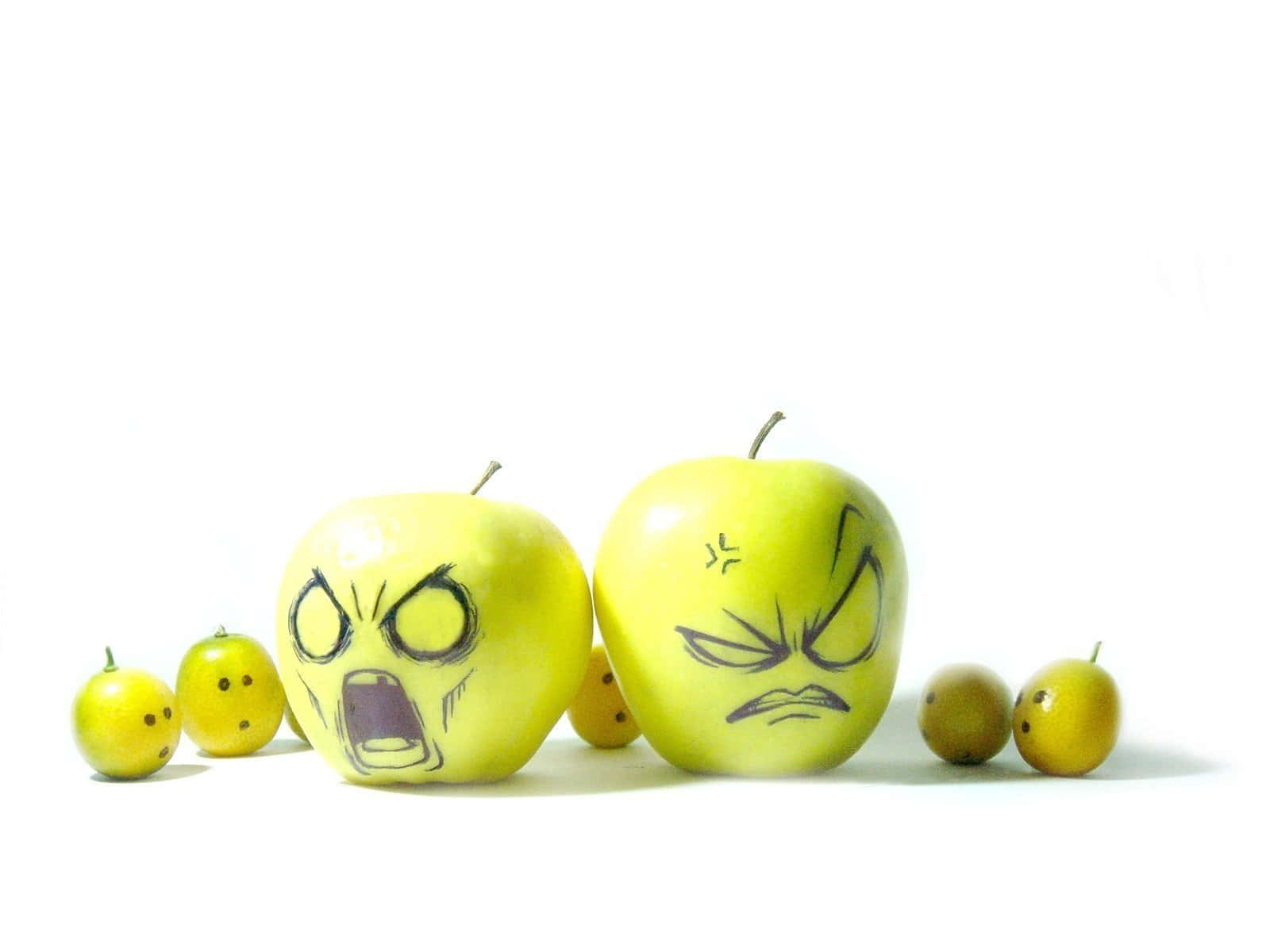 Sjove Fødevarer Vrede Æbler Wallpaper