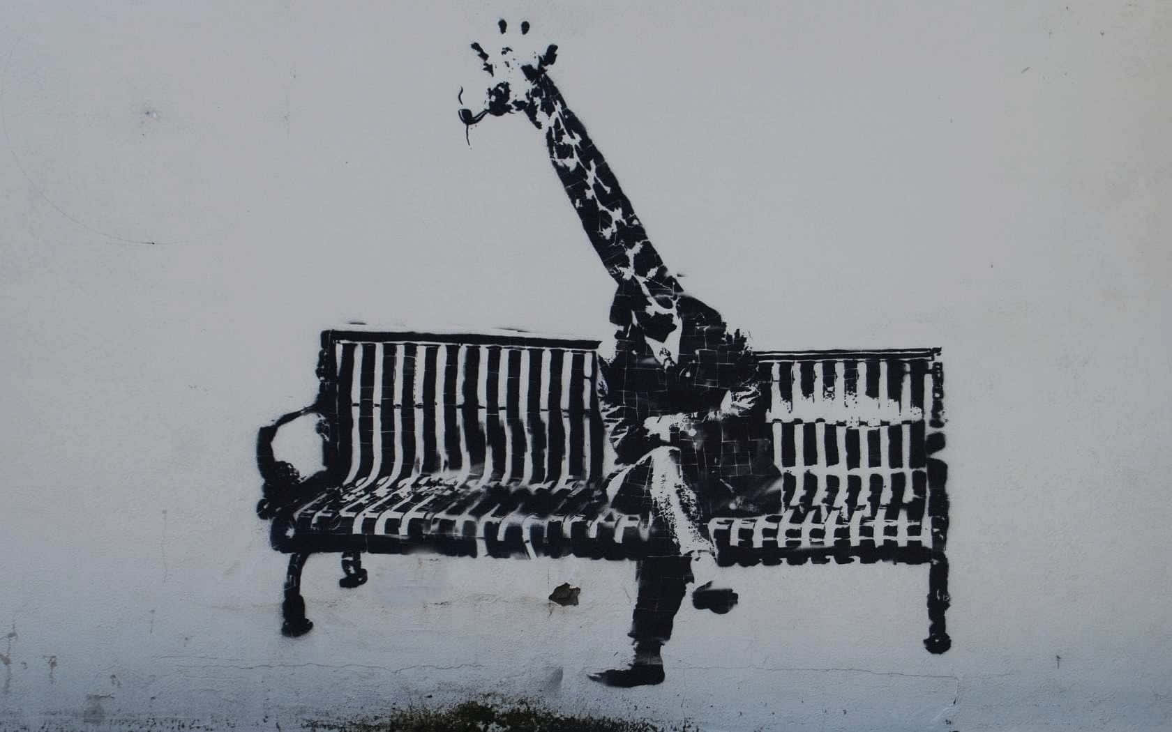 Funny Giraffe Connected To A Human Body Wallpaper