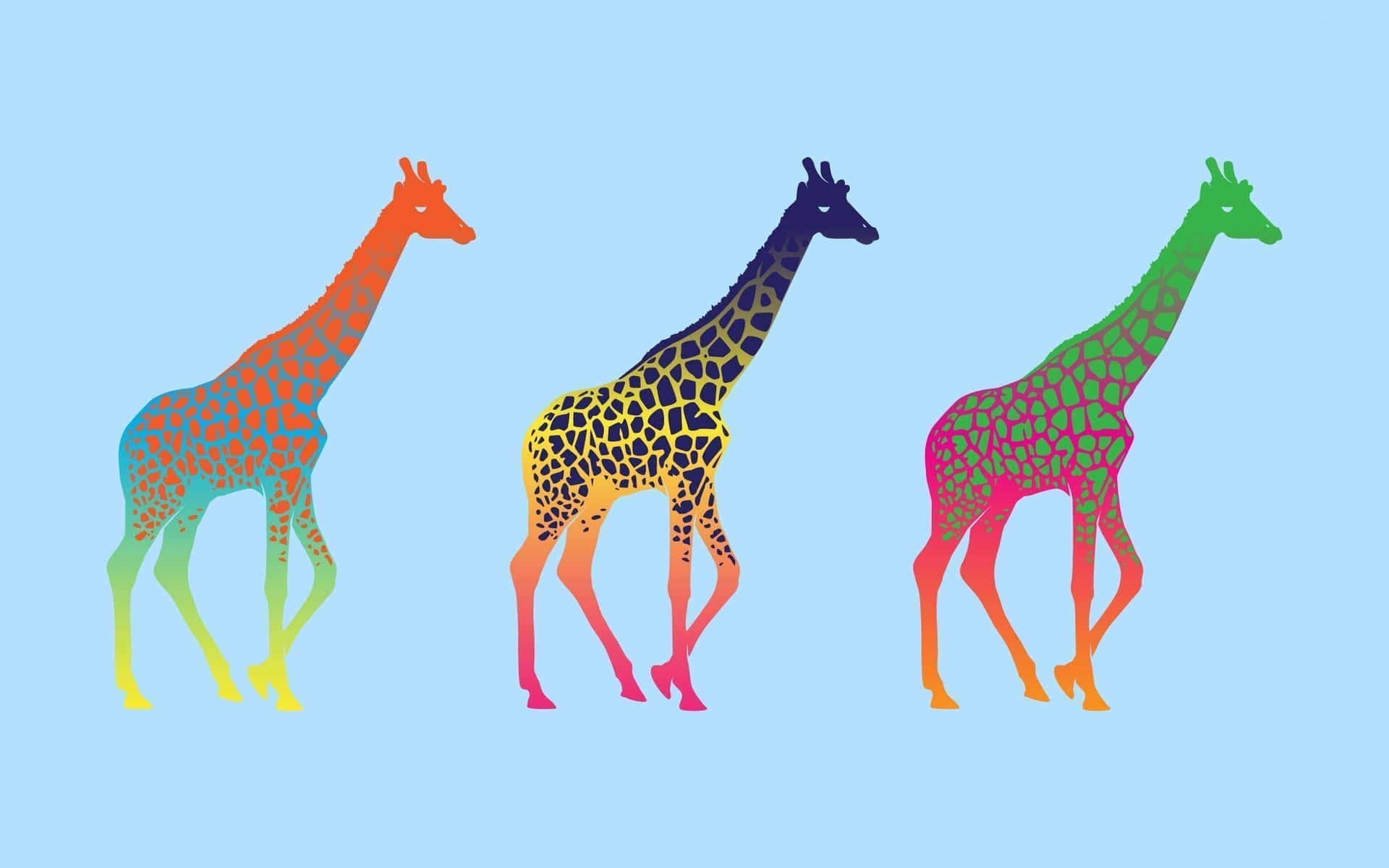Sjove giraffer farverige gradienter illustration Wallpaper
