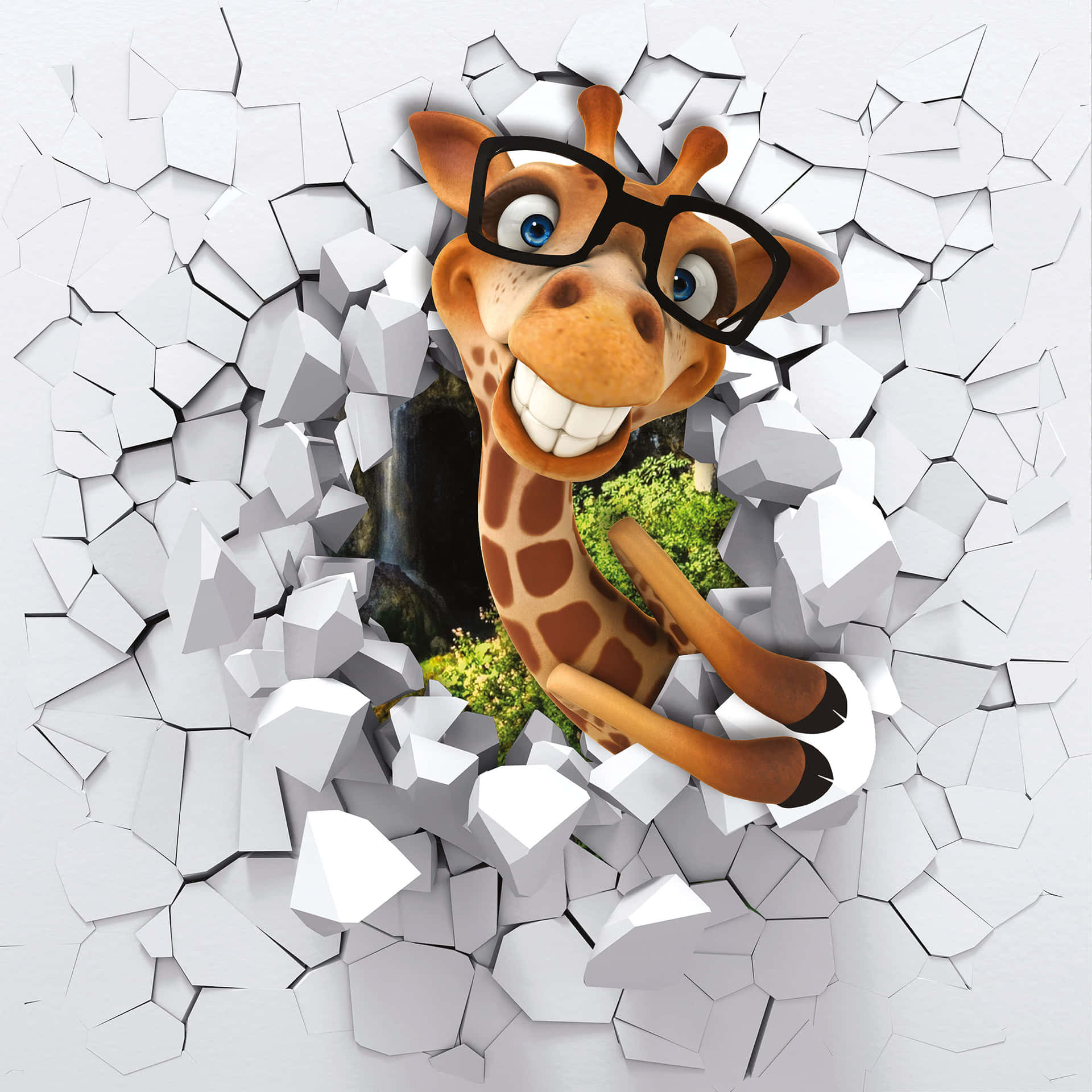 Funny Giraffe On Broken Wall Picture