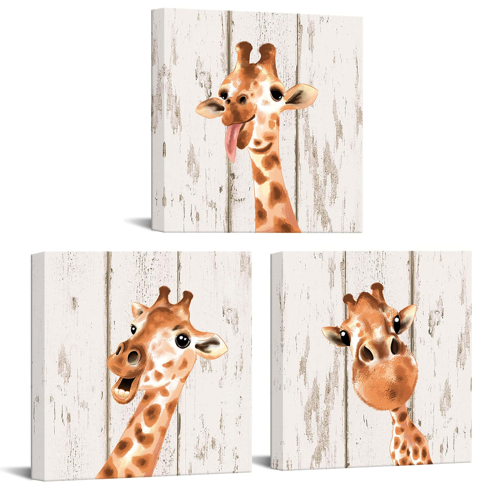 Funny Giraffe Face Wooden Blocks Picture