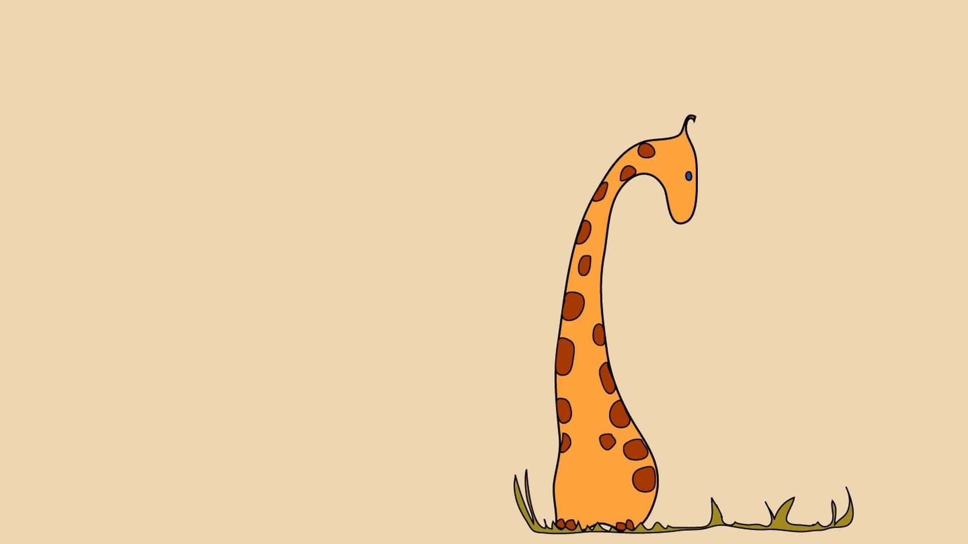 Giraffadivertente In Piedi Sull'erba Sfondo