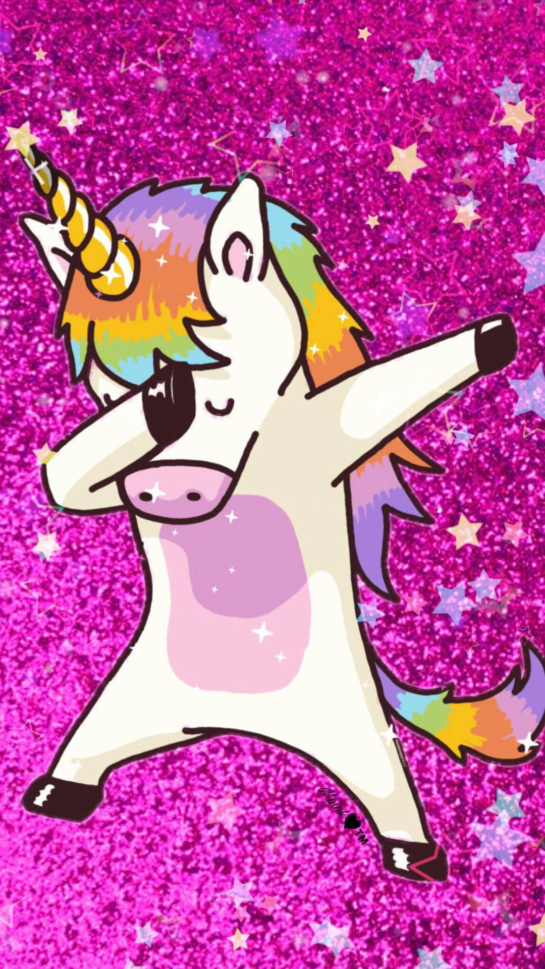 Funny Glitter And Unicorns Background