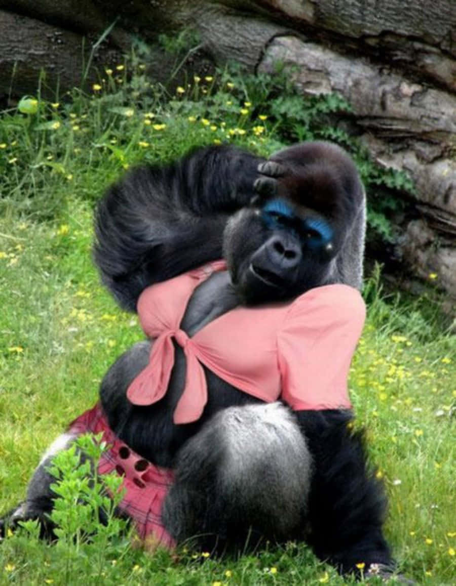 Imágenesdivertidas De Un Gorila Usando Un Bikini De Dos Piezas.