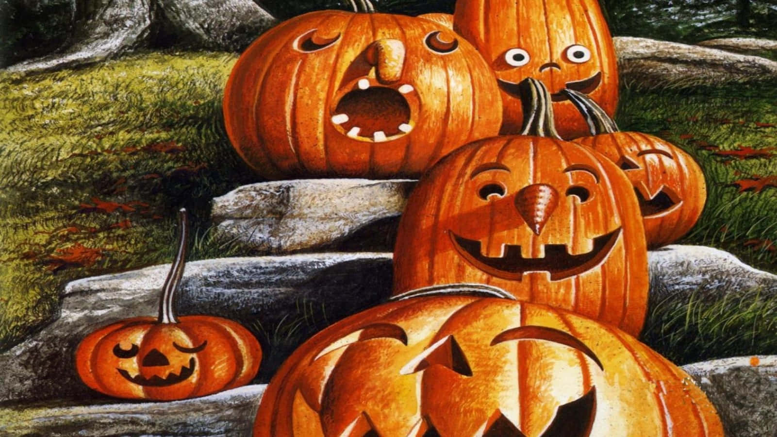 Sjovt Skørt Halloween Græskar Billeder Tapet Baggrundsbillede