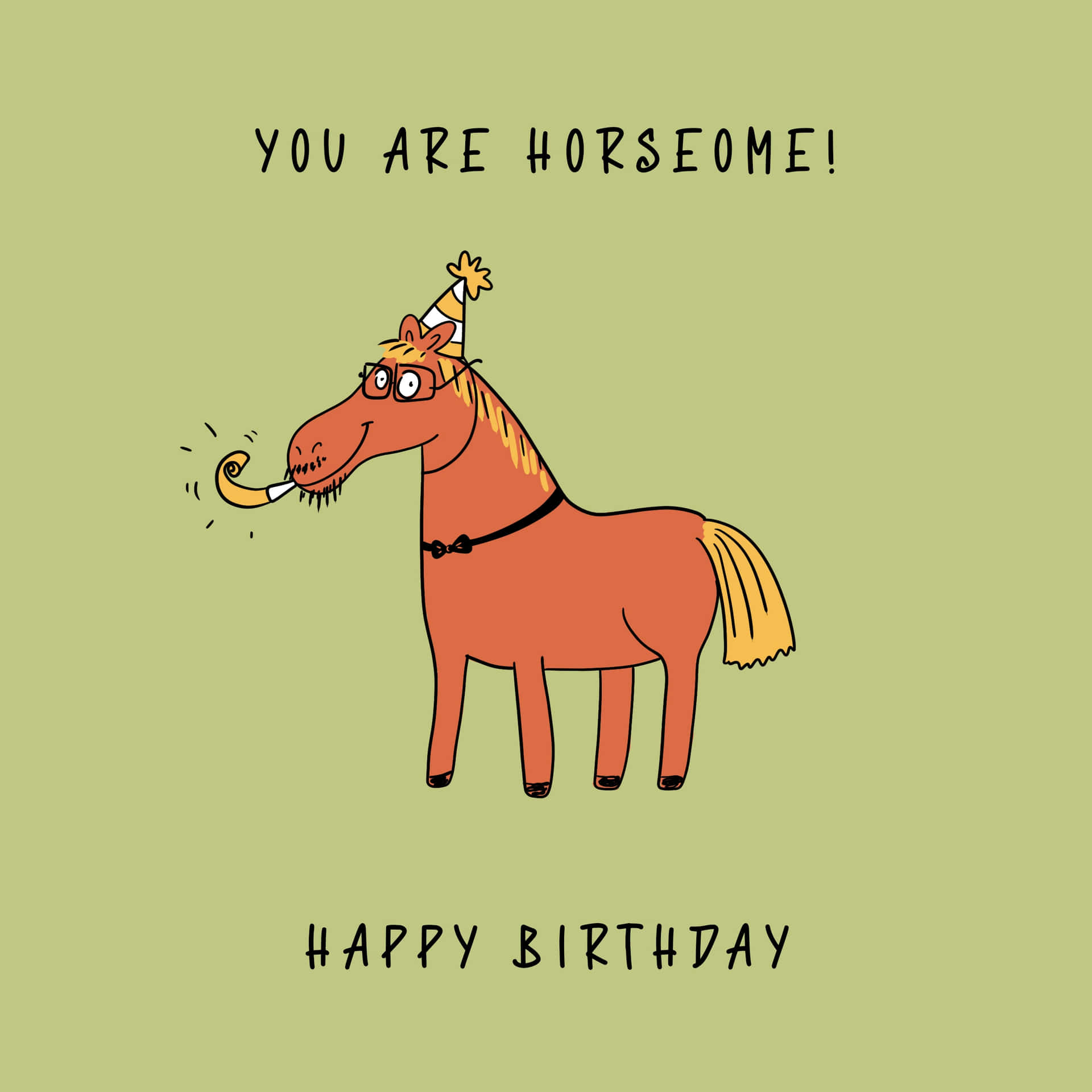A Birthday Card With A Horse In A Hat