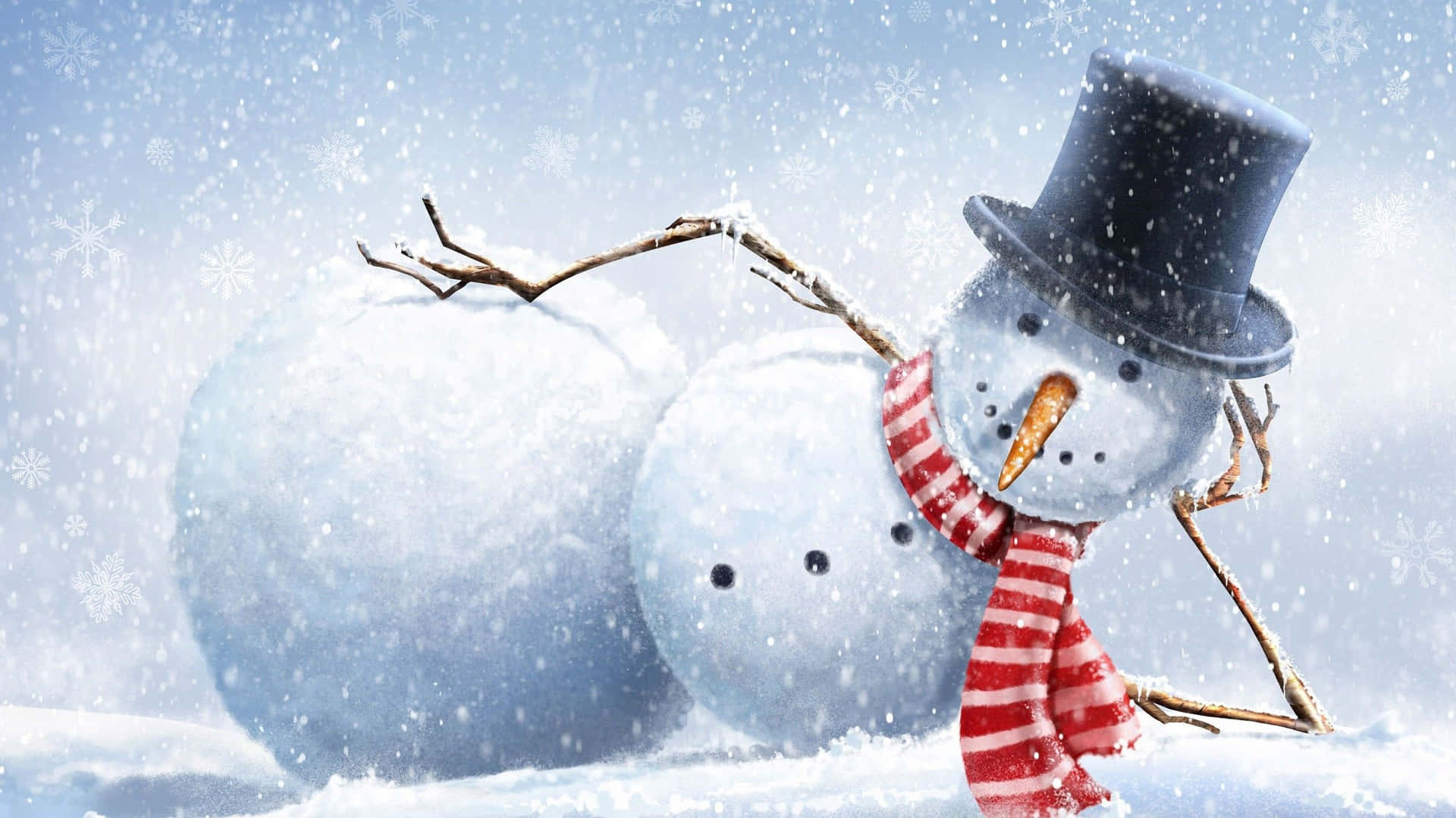 A Snowman Is Laying On Top Of A Snowball Wallpaper