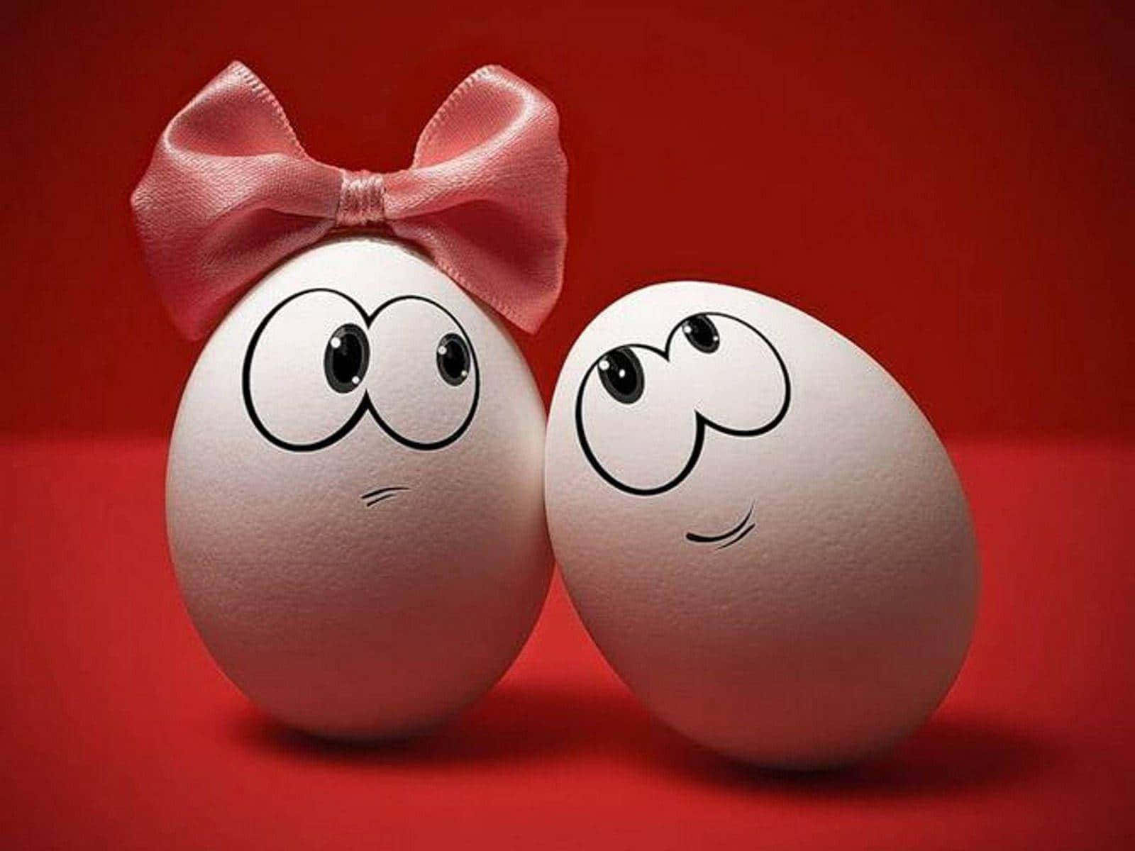Two Eggs With A Bow On Them Wallpaper