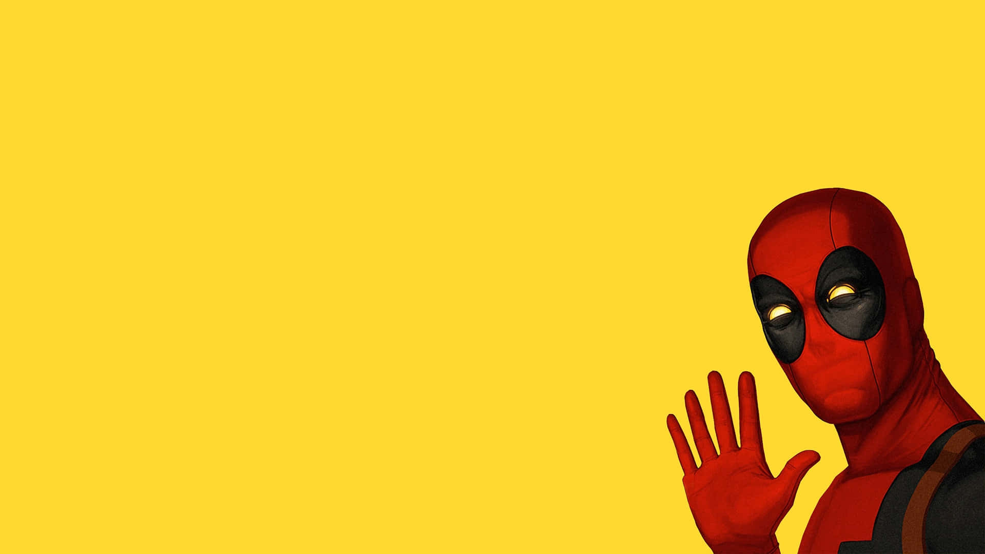 Funny Marvel Deadpool Waving Yellow Aesthetic Picture