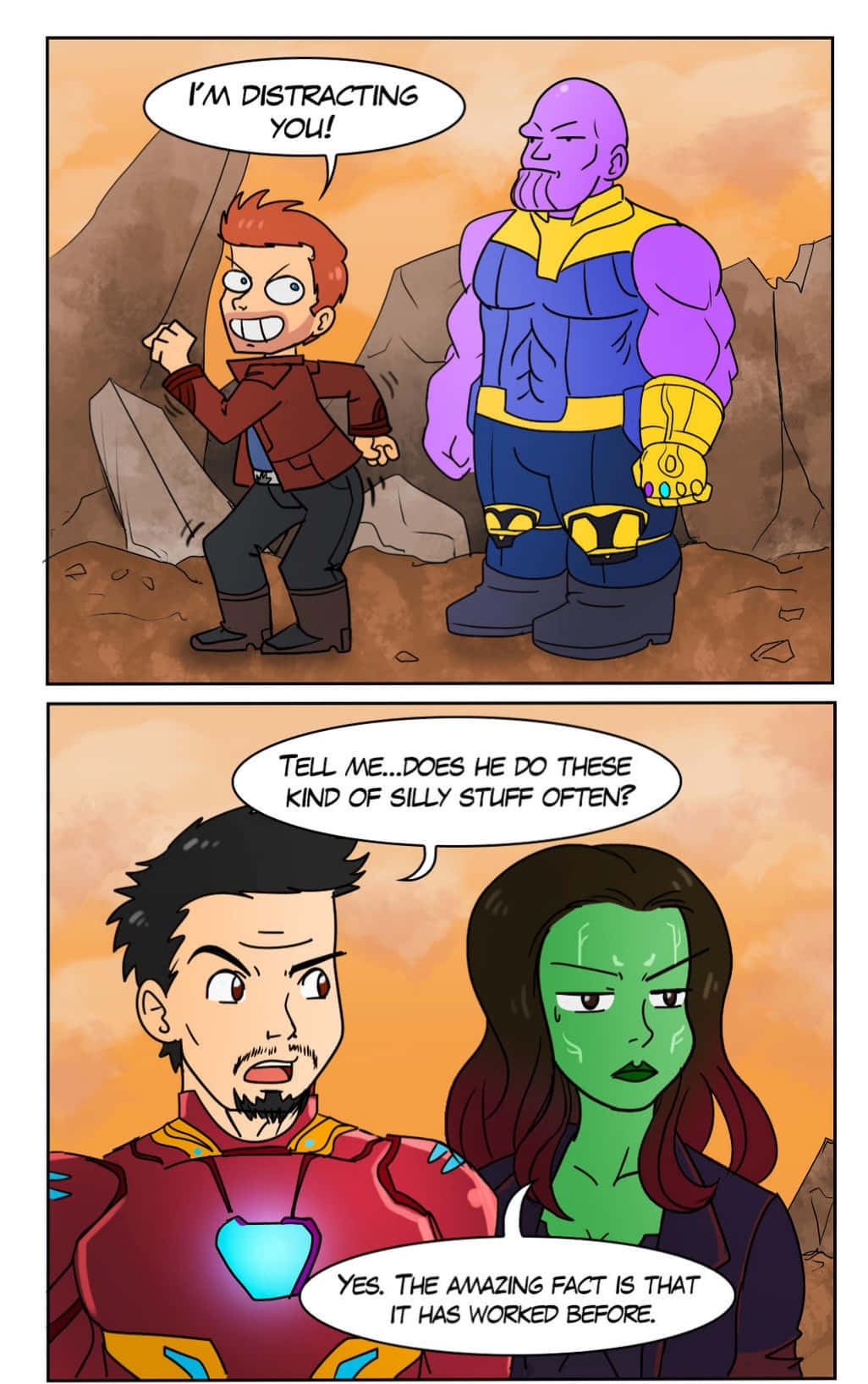 Funny Marvel Comic Strip Distracting Thanos Picture