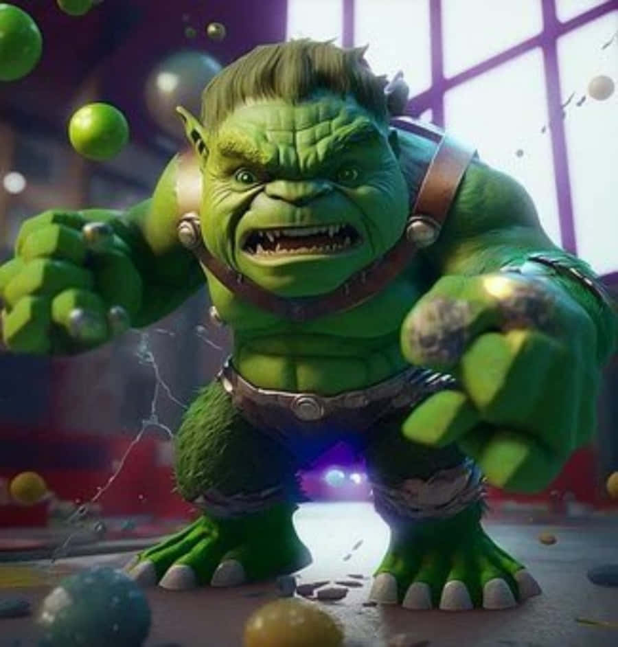 Imagencombinada Divertida De Marvel Hulk Y Shrek.