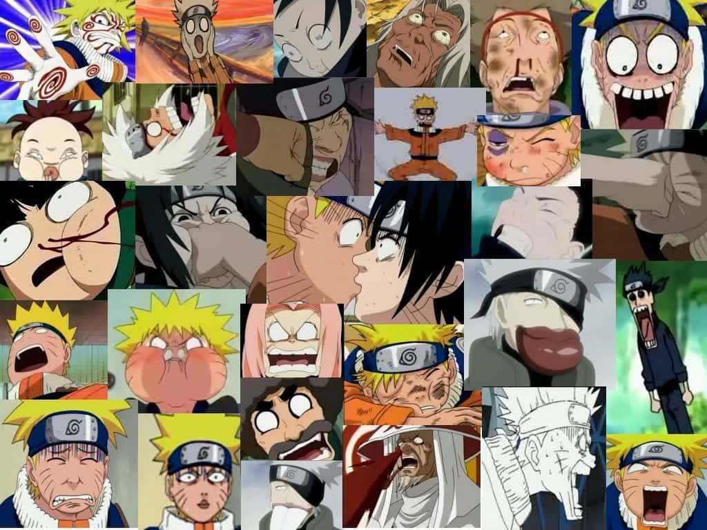 Sjove Naruto-karakterer Collage Snapshot Wallpaper