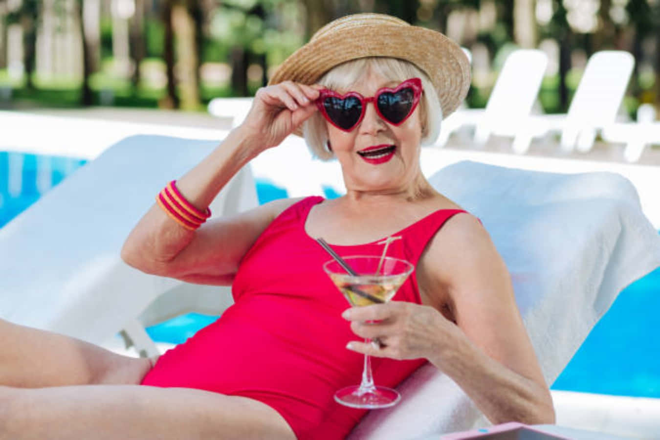 Funny Old Lady With Cocktail Pictures