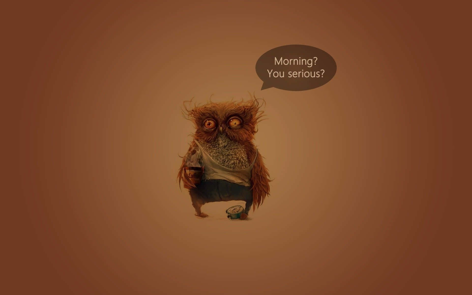 Funny Owl Sleep-Deprived Owl Brown Background Picture