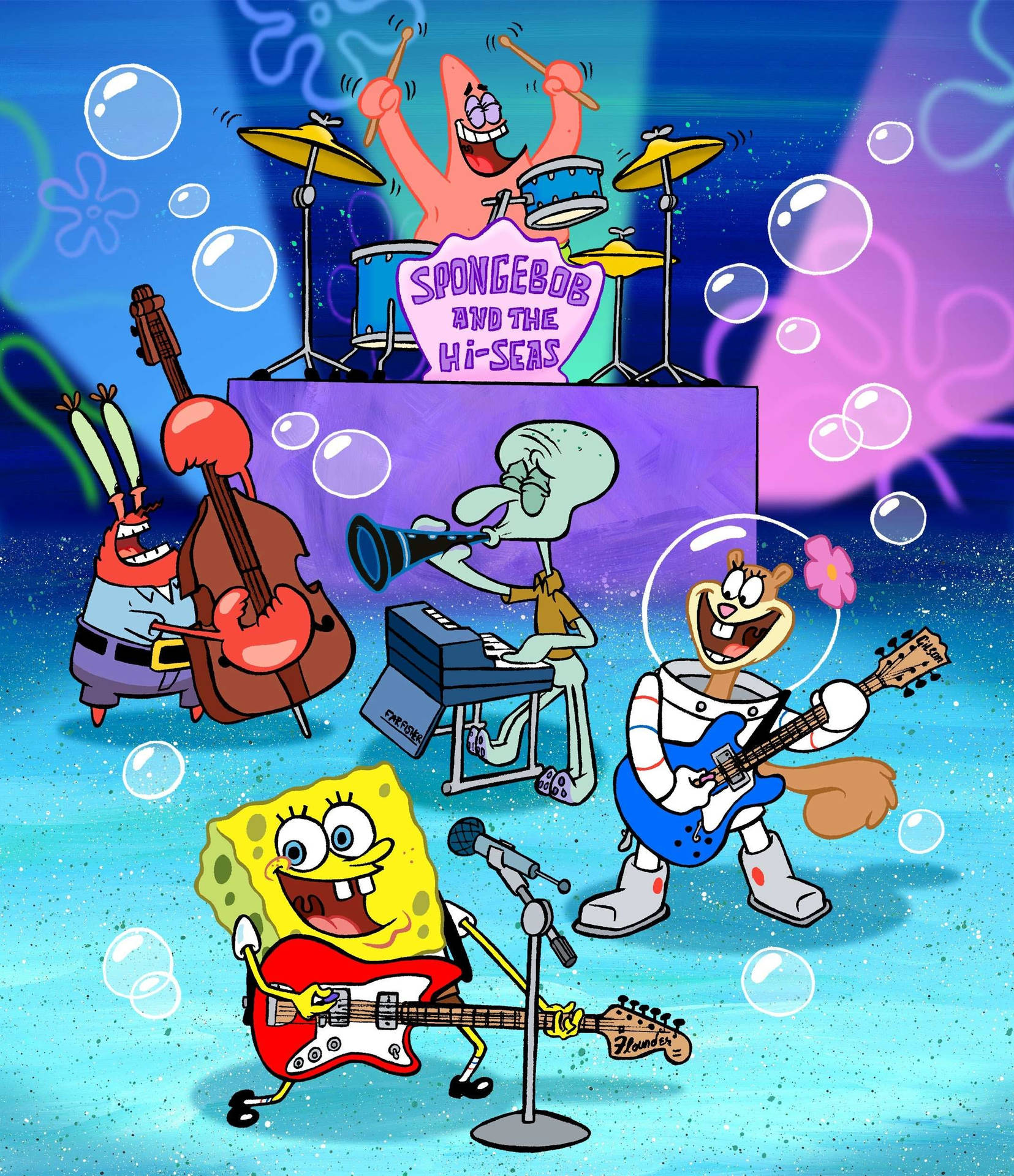 Spongebob Squarepants Musik Band Tapet Wallpaper