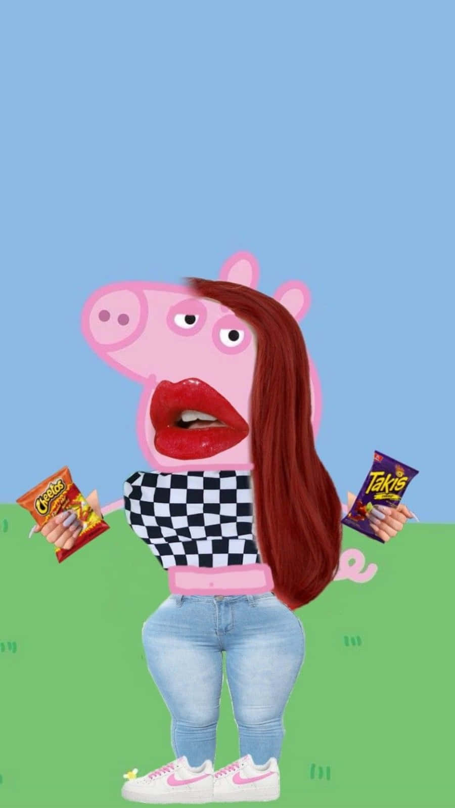 Lustigesbild Von Peppa Pig Mit Langen Haaren.