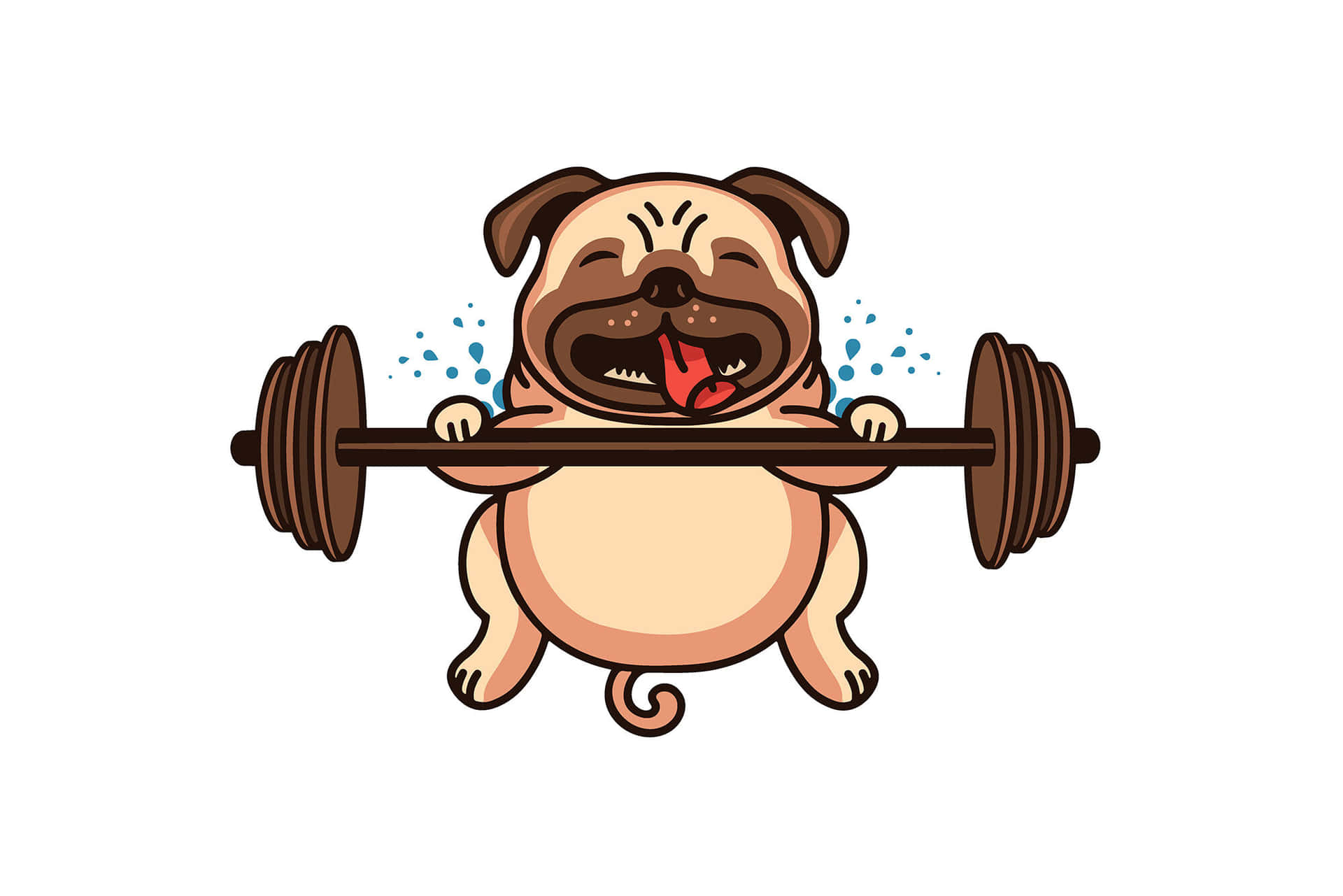 Funny Pug Cartoon Lifting Dumbbell Picture