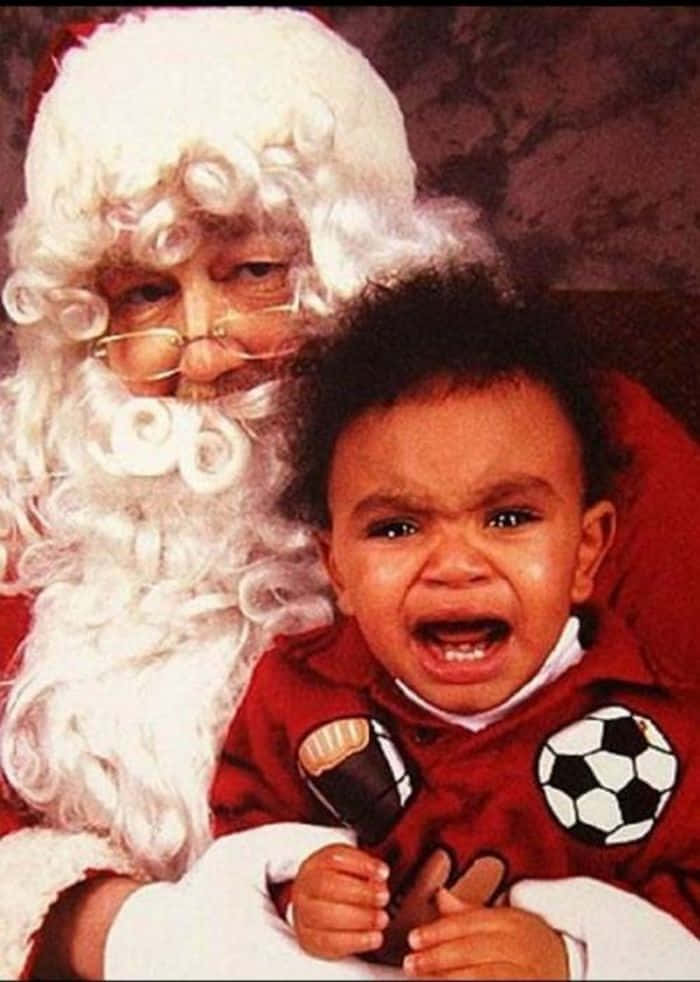 Funny Santa With Crying Boy Picture