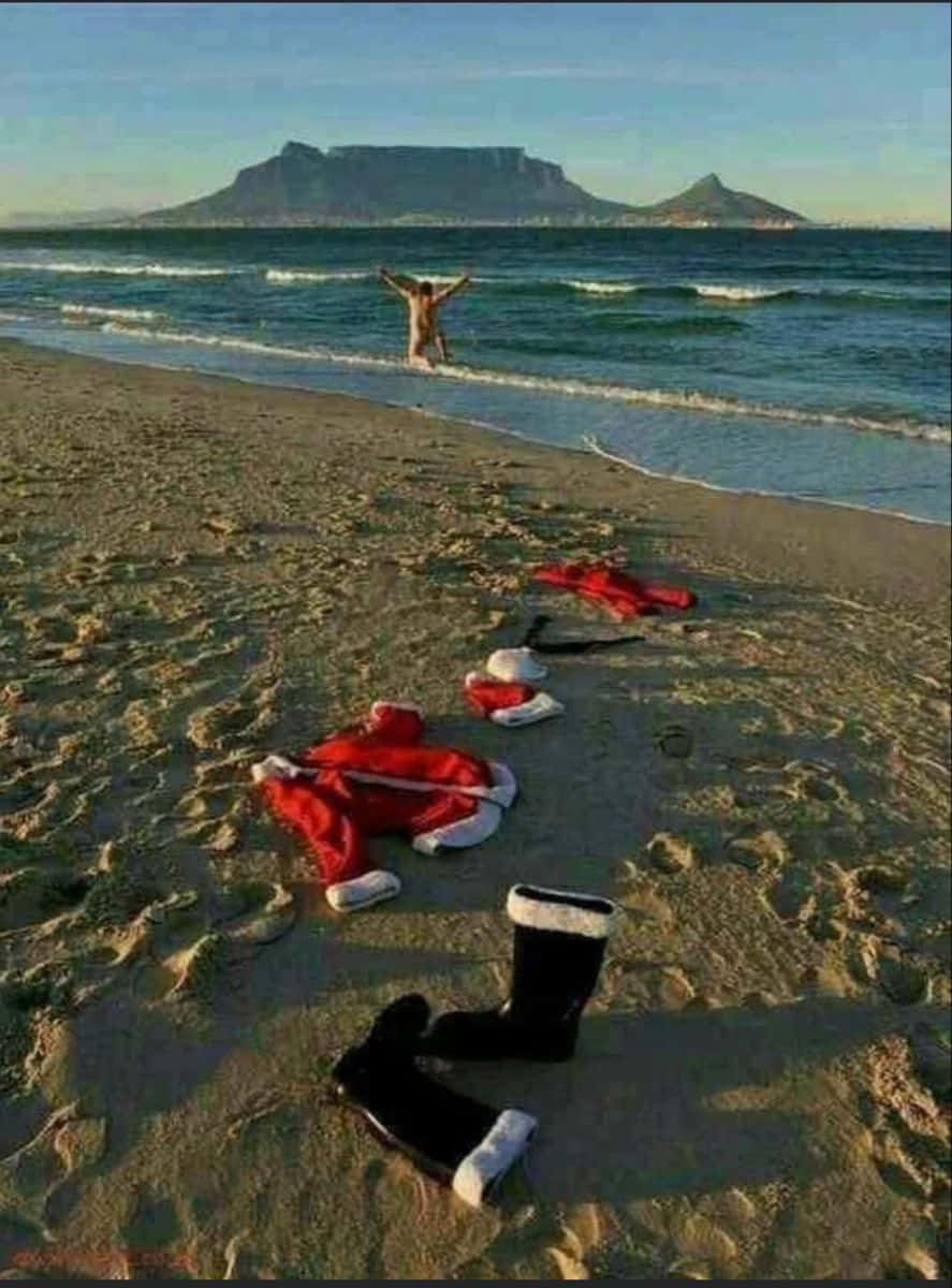 Undress Funny Santa On Beach Picture