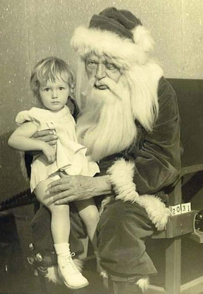 Vintage Funny Santa With Kid Picture