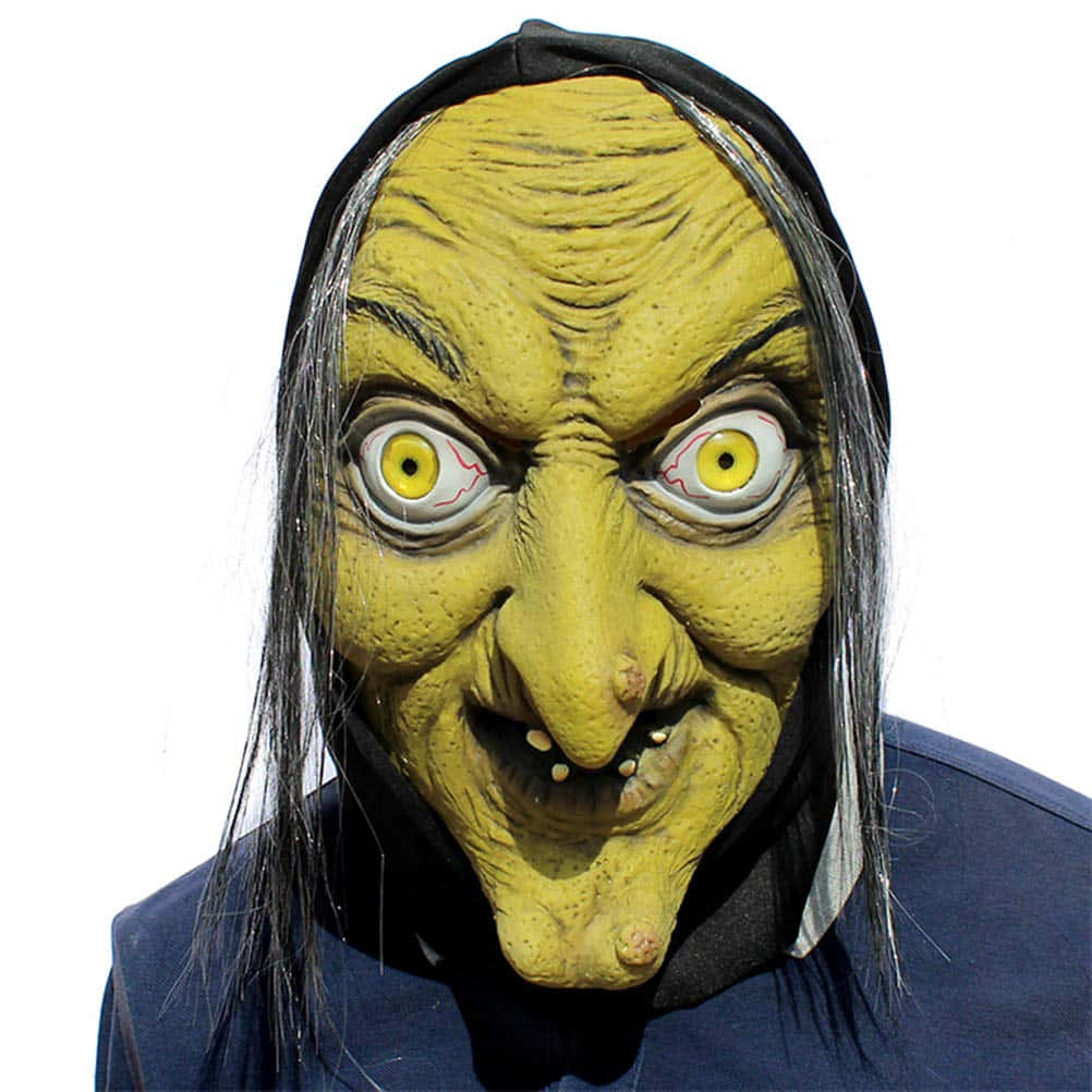 Divertenteimmagine Di Una Maschera Da Strega Spaventosa Per Halloween