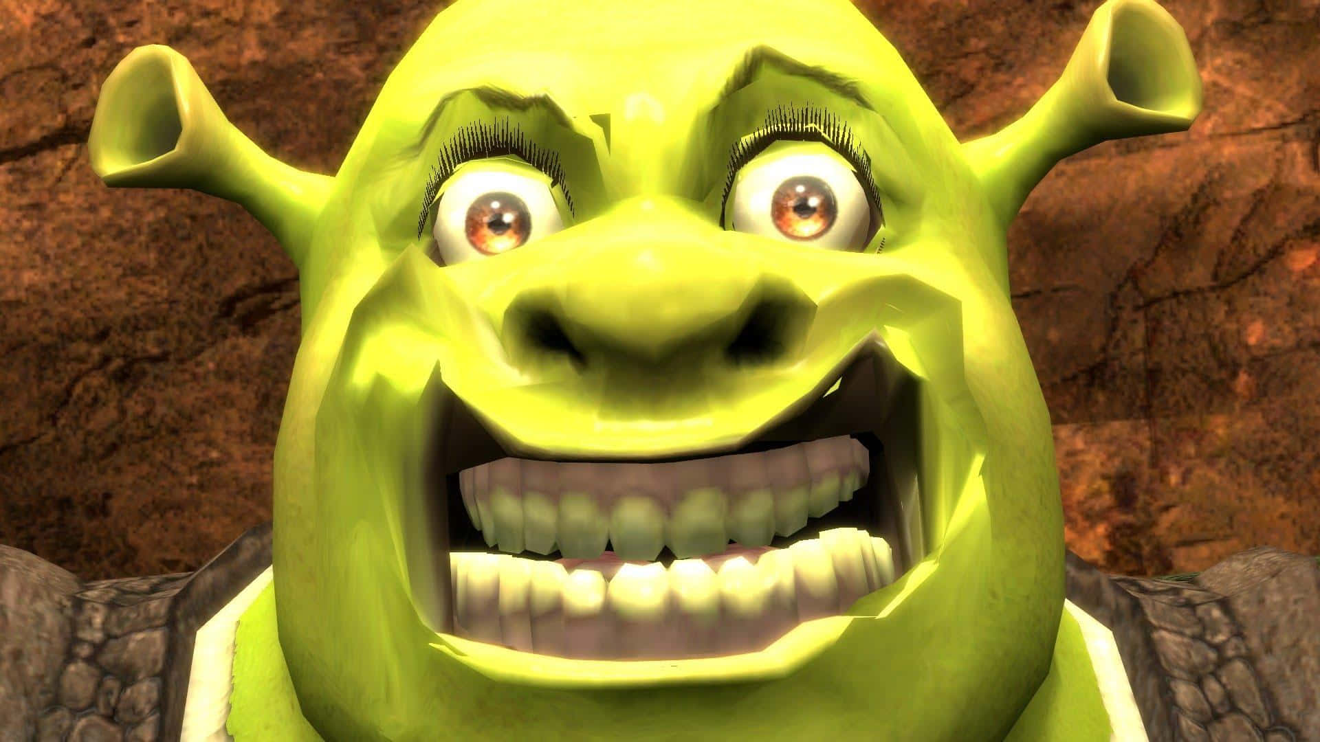 Funny Shrek Outrageous Smile Wallpaper