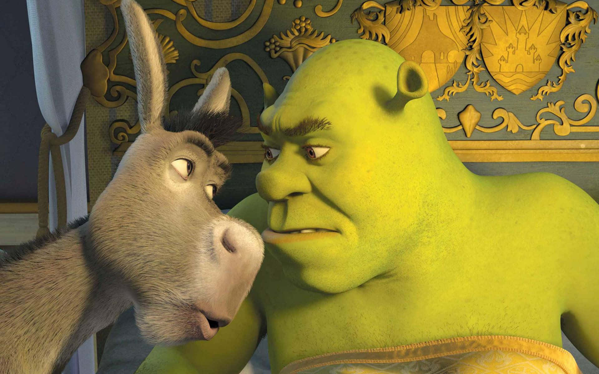 Shrekparecendo Engraçado Em Seu Pântano. Papel de Parede
