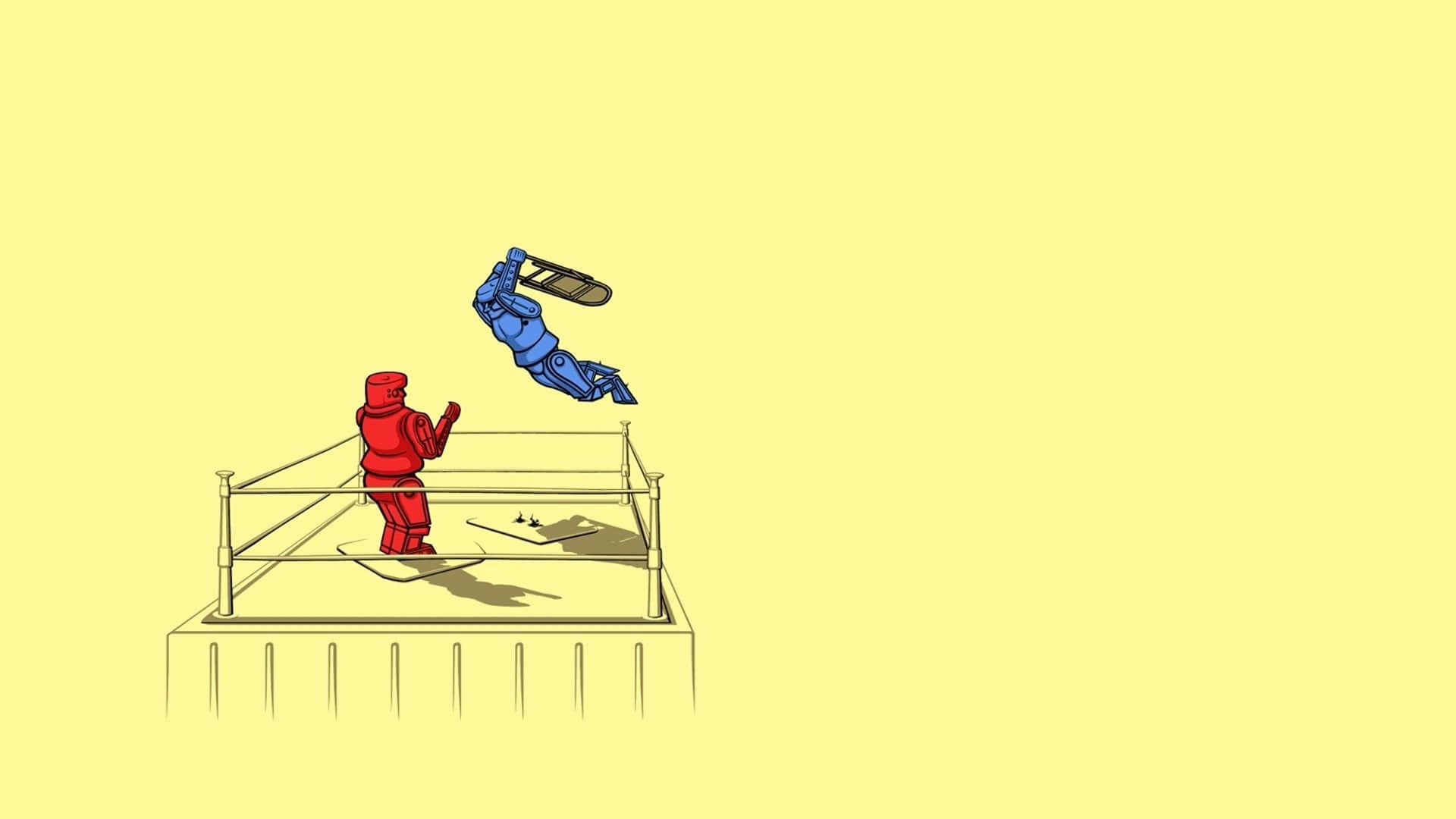 Robot Mixed Martial Arts Funny Simple Desktop Wallpaper