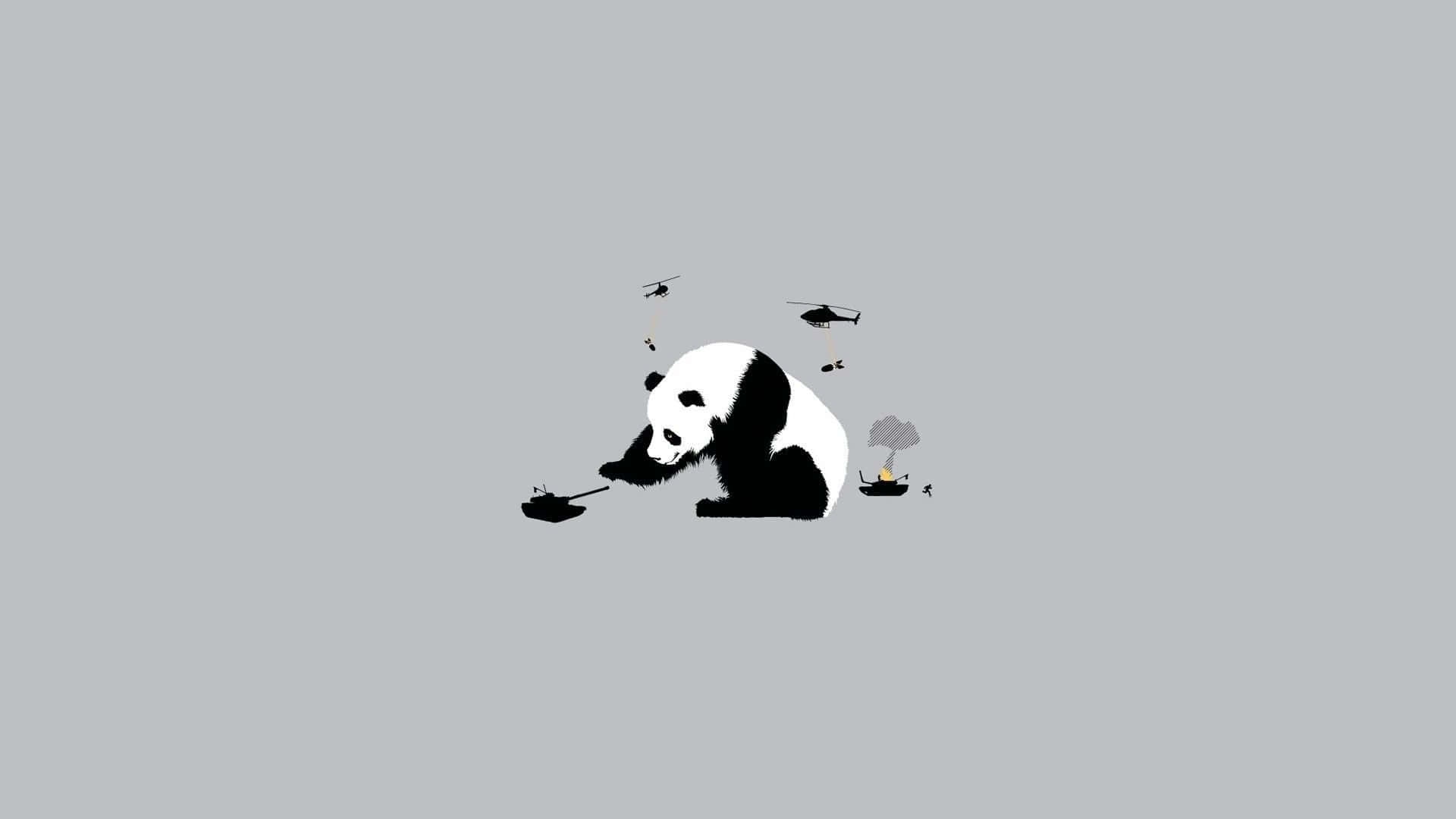 Enkeloch Rolig Gigantisk Panda För Skrivbordsbakgrund. Wallpaper