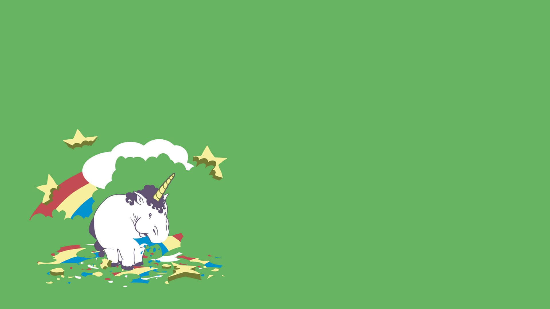 Unicorn Eating Rainbow Funny Simple Desktop Wallpaper