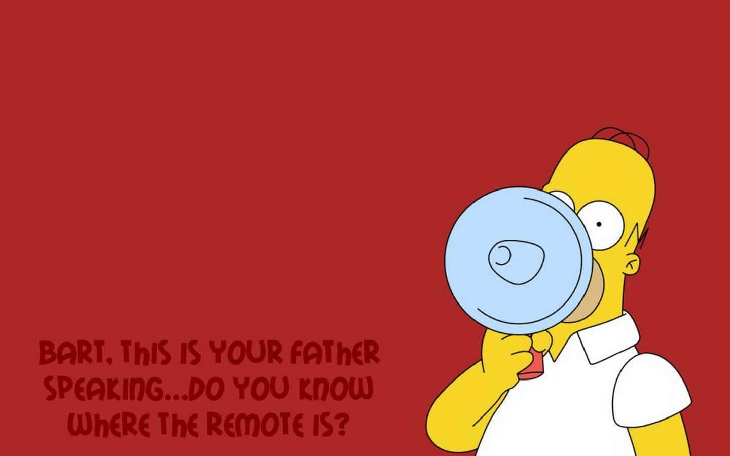 Homer Simpson der griner i et gul og lilla skævt mønster. Wallpaper