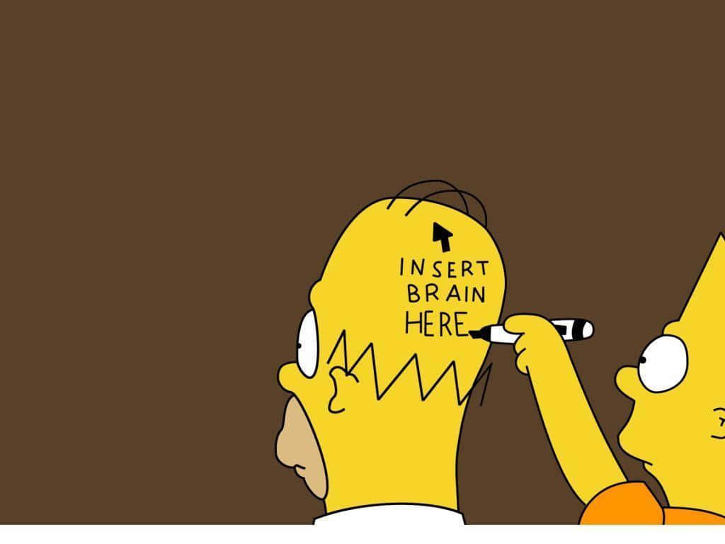 Roligtsimpsons Bart Skriver På Homers Huvud Som Datorskärmsbakgrund. Wallpaper