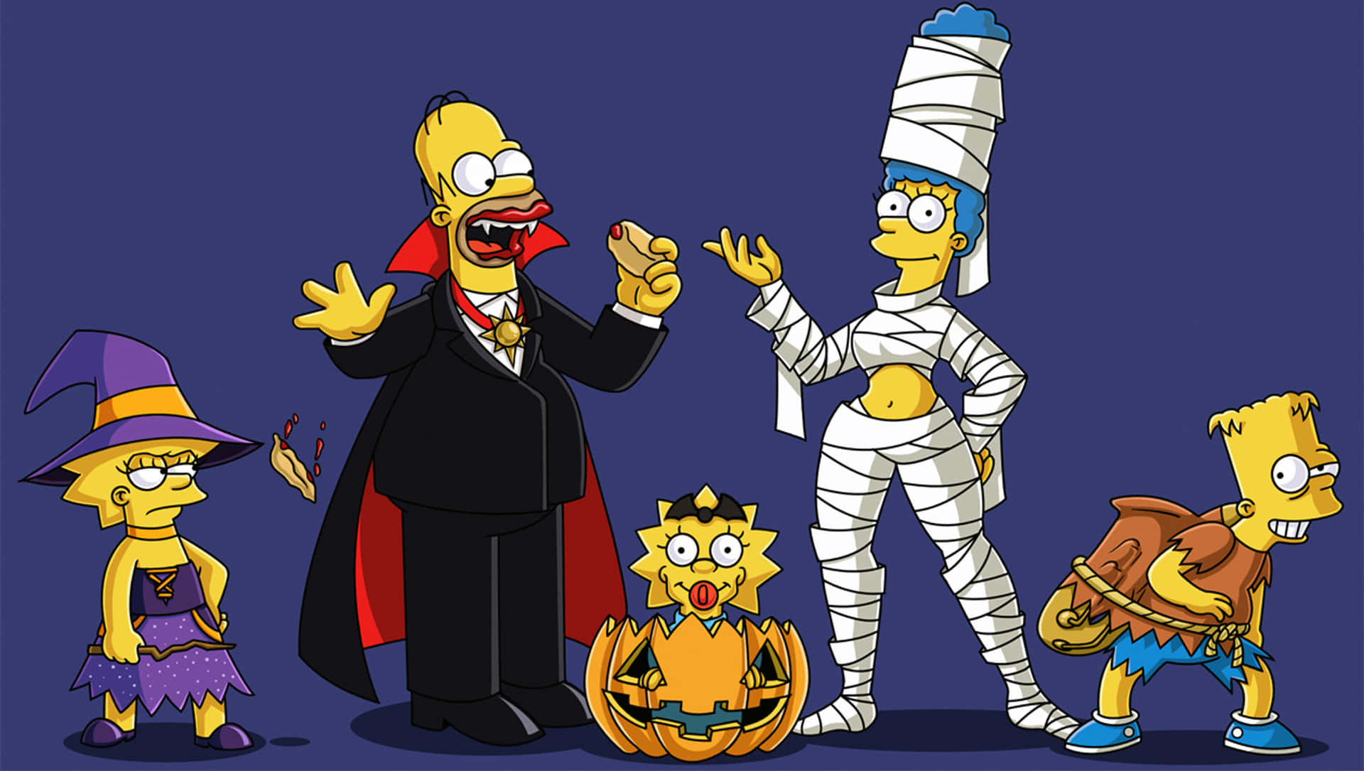 Divertenticostumi Di Halloween Dei Simpsons Sfondo