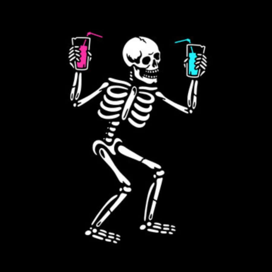 Funny Skeleton Drinking Party Picture