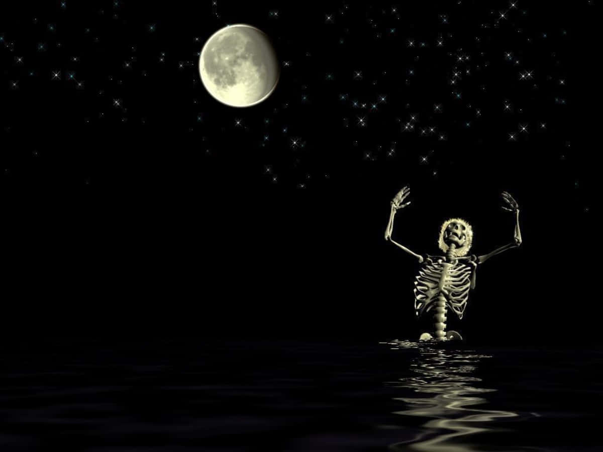 Funny Skeleton Beach Moonlight Picture