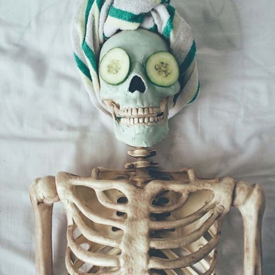 Funny Skeleton Relaxing Spa Picture