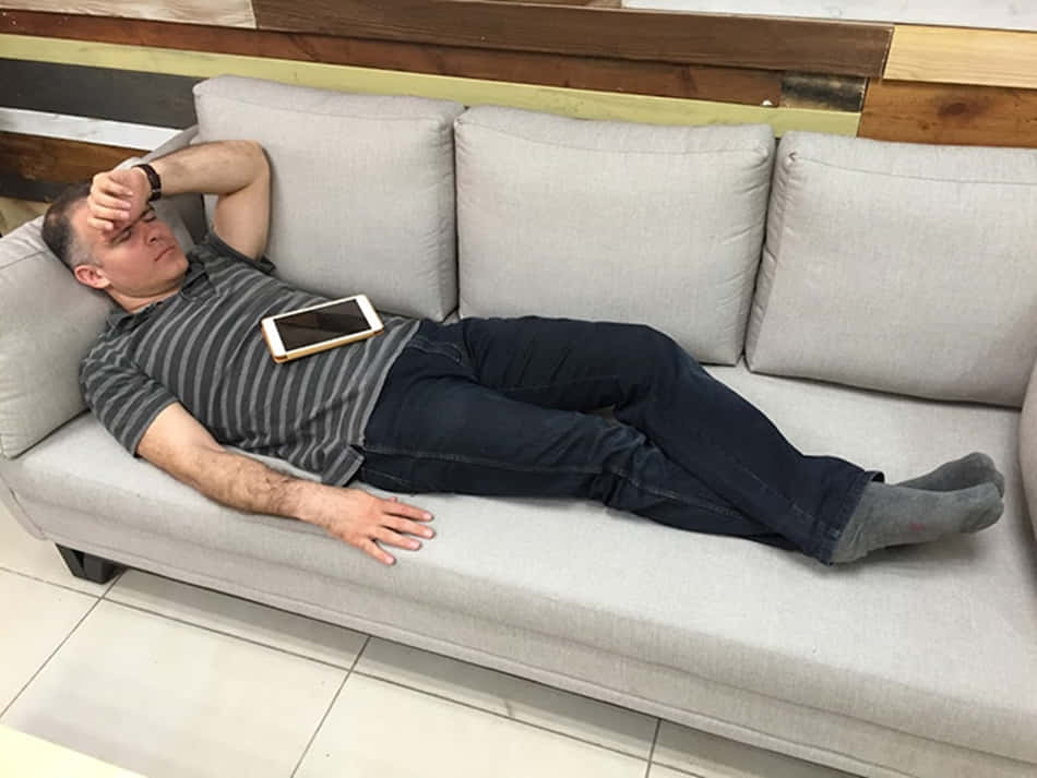 Man Funny Sleeping On Couch Picture