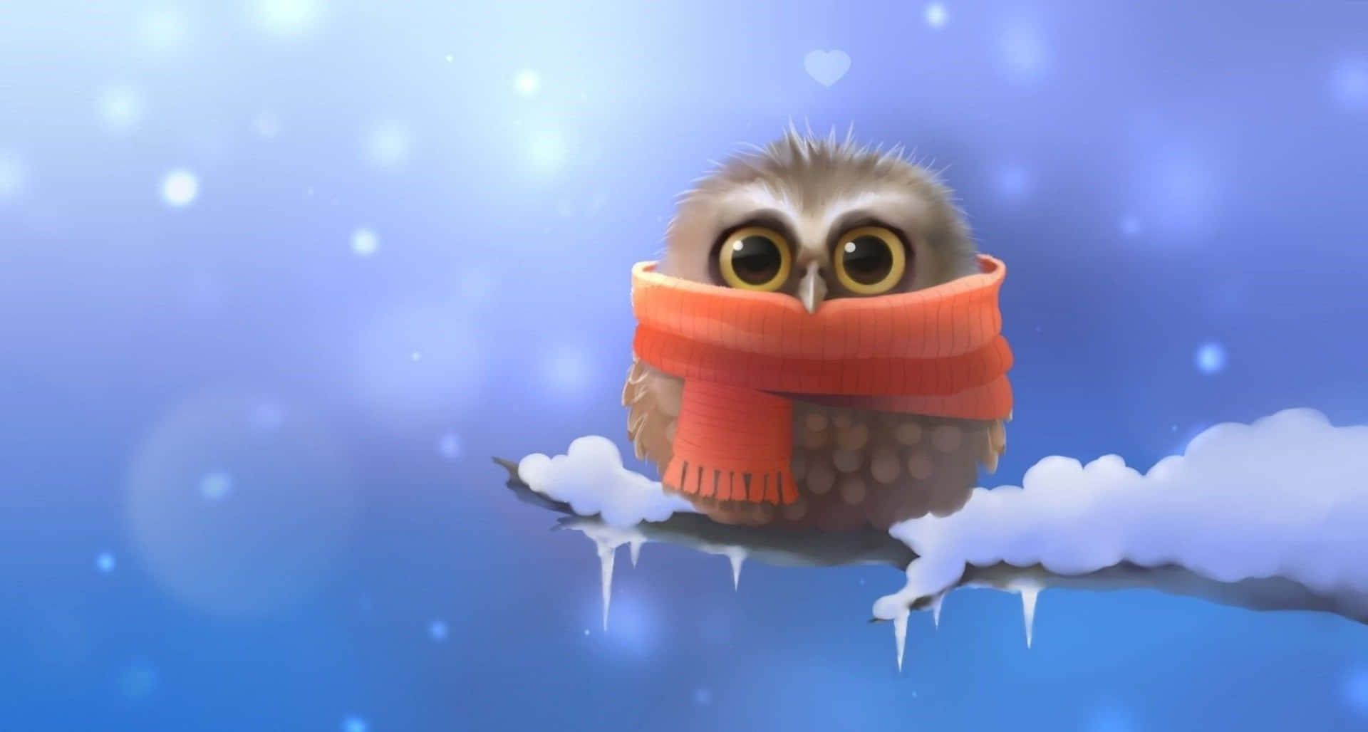 Funny Snow Cartoon Owl On Tree Branch Picture