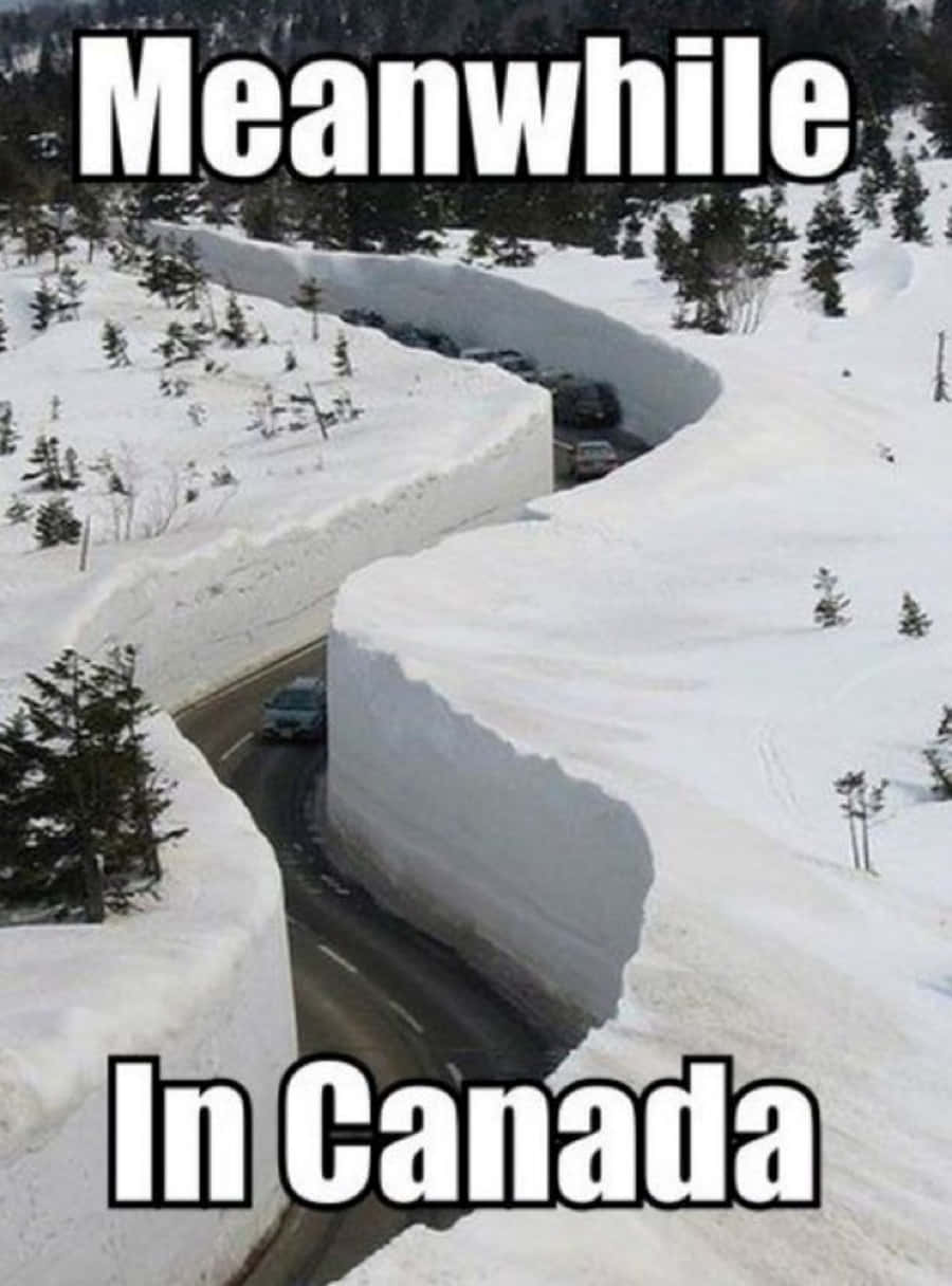 Funny Snow Wall In Canada Road Picture